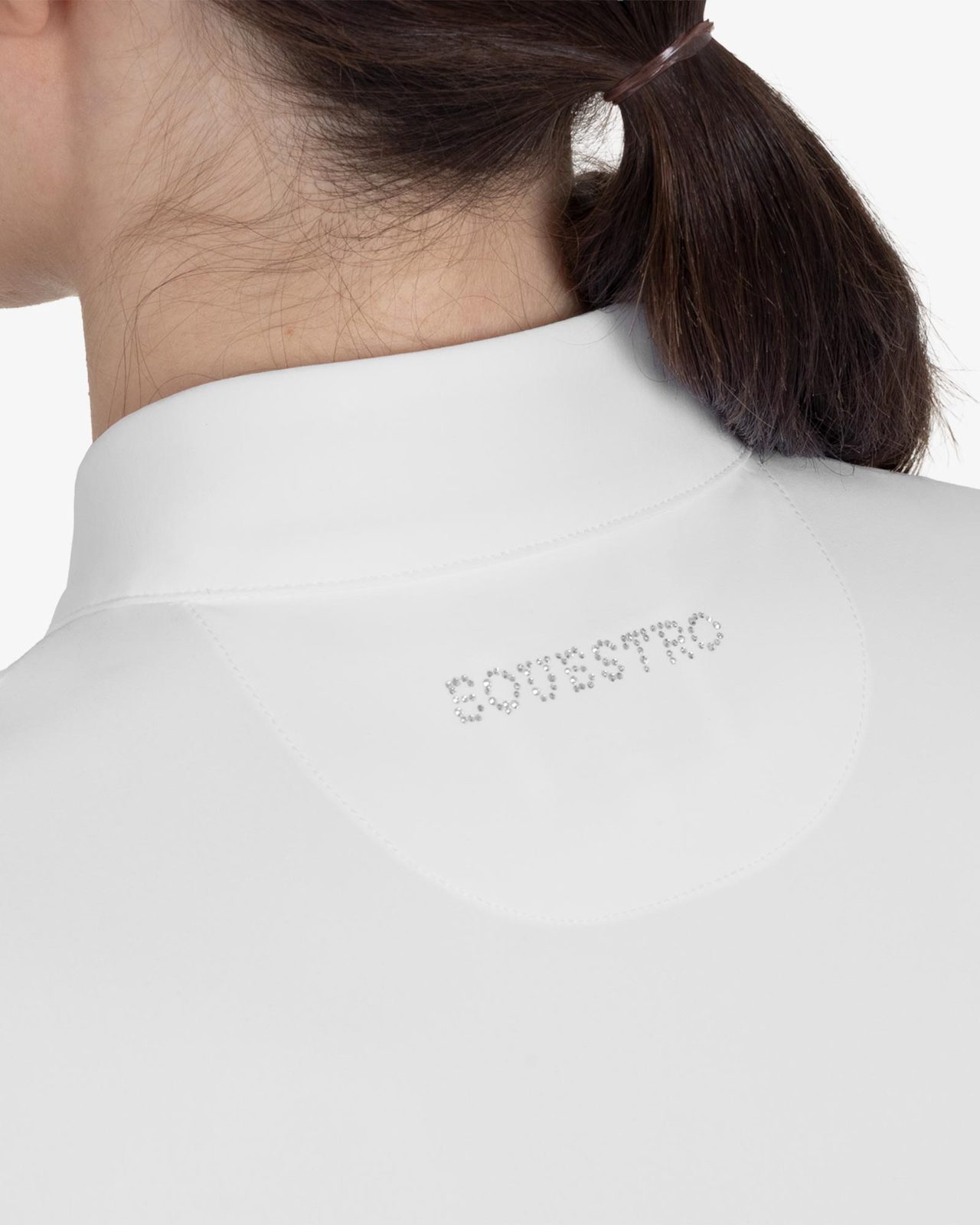 Women's short-sleeved competition polo shirt with rhinestones