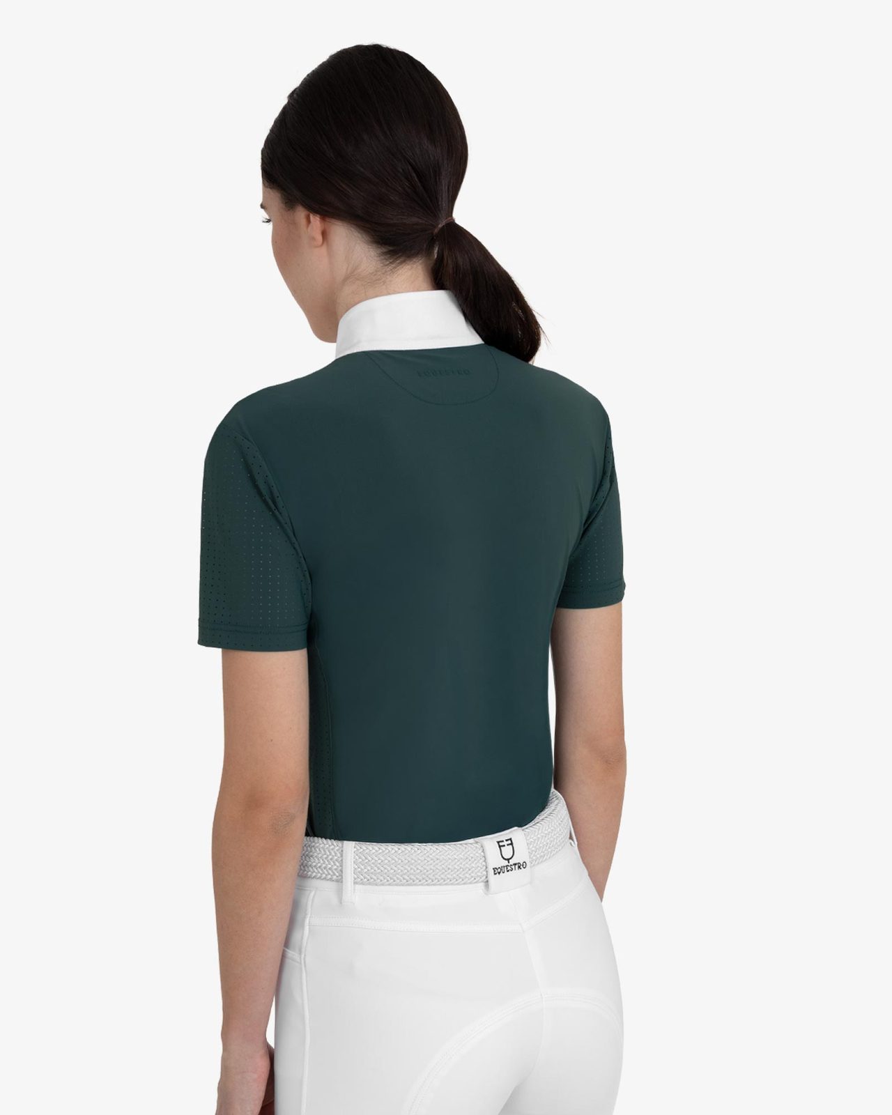 Women's short-sleeved competition polo shirt with mesh inserts