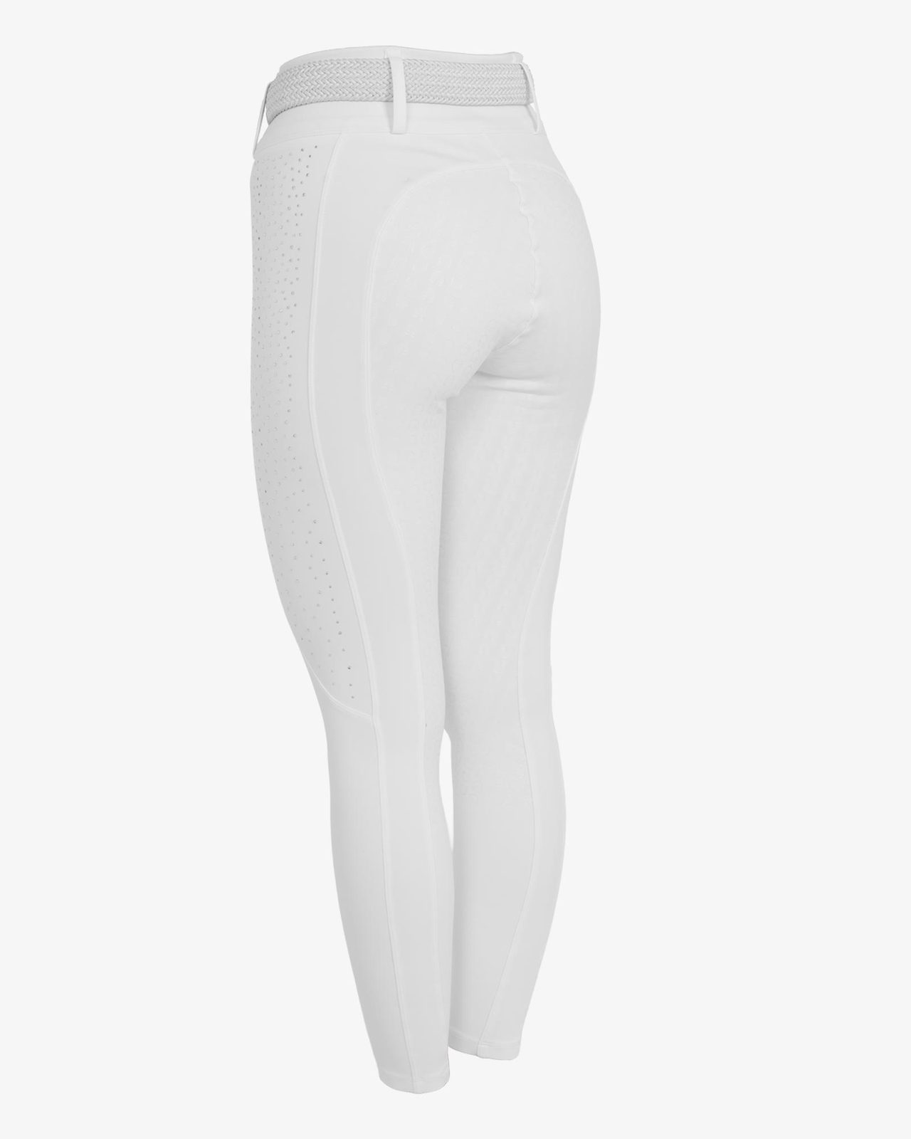 Women's high-waisted leggings with belt loops and rhinestones