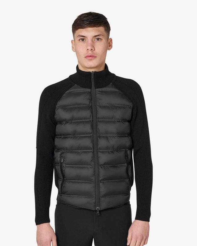 Men's down jacket with knitted sleeves