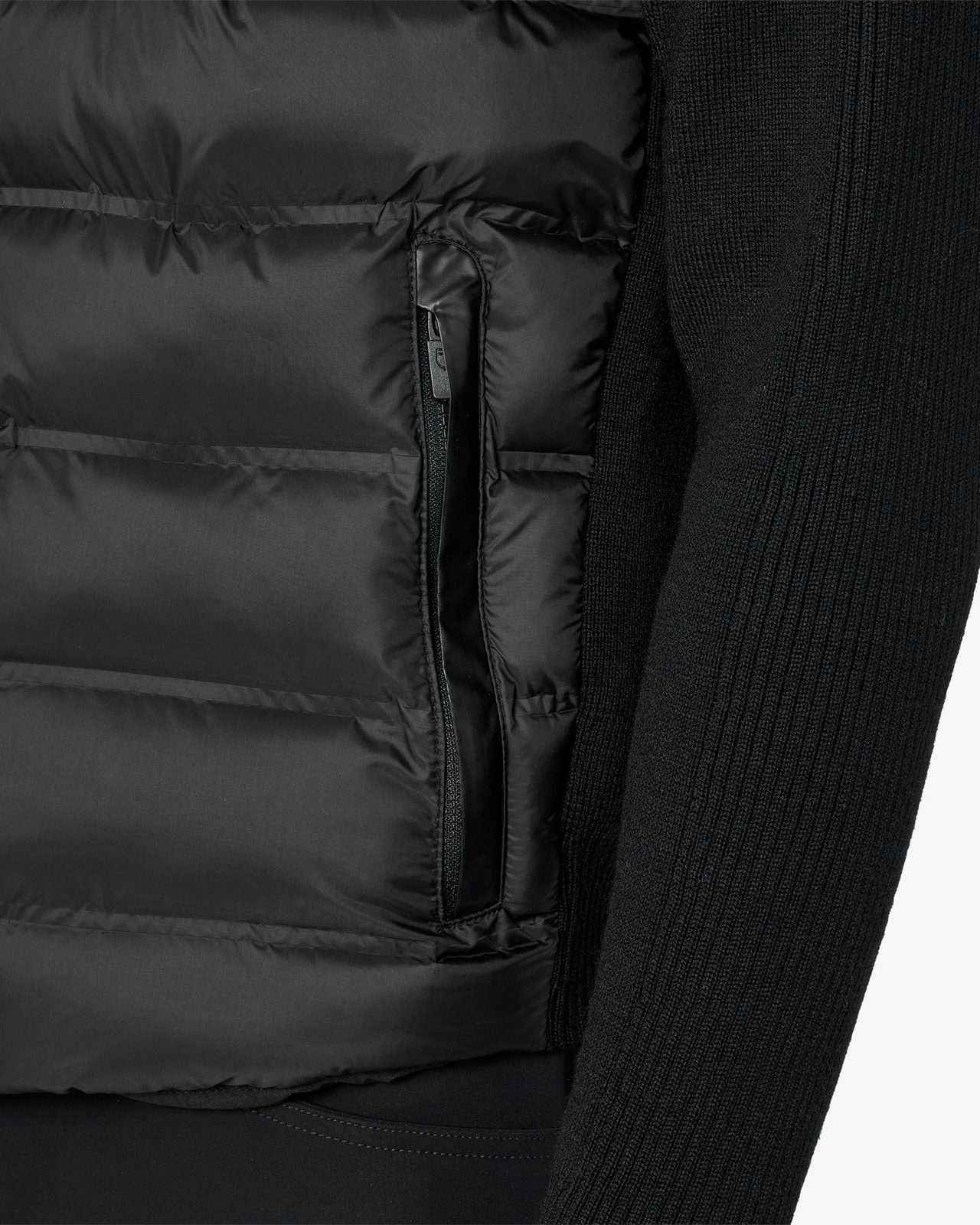 Men's down jacket with knitted sleeves