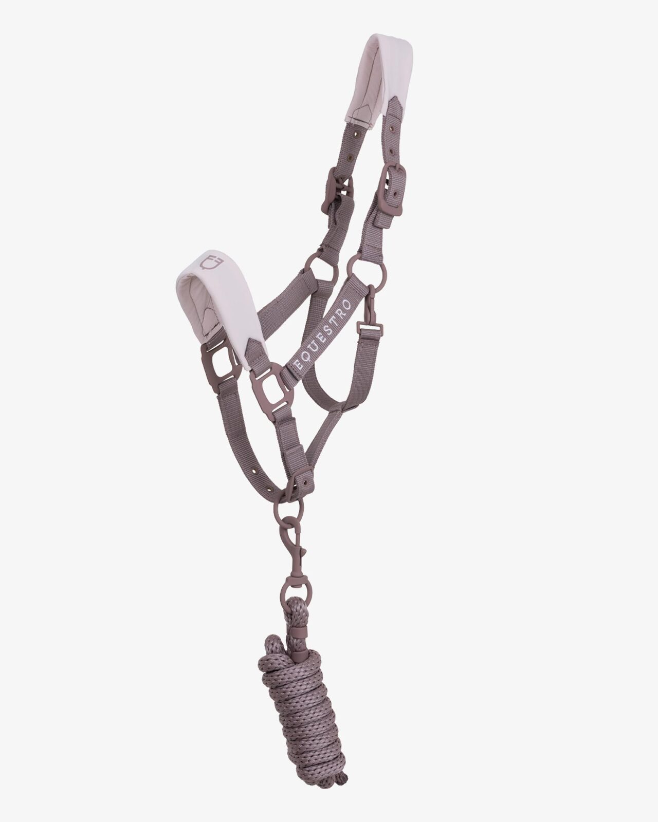 Technical halter with double adjustment and rubber-coated buckles