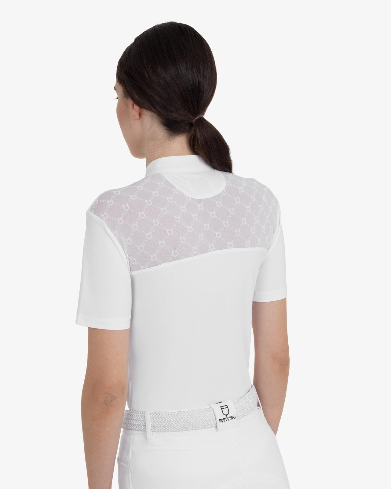 Women's competition polo shirt with tulle inserts