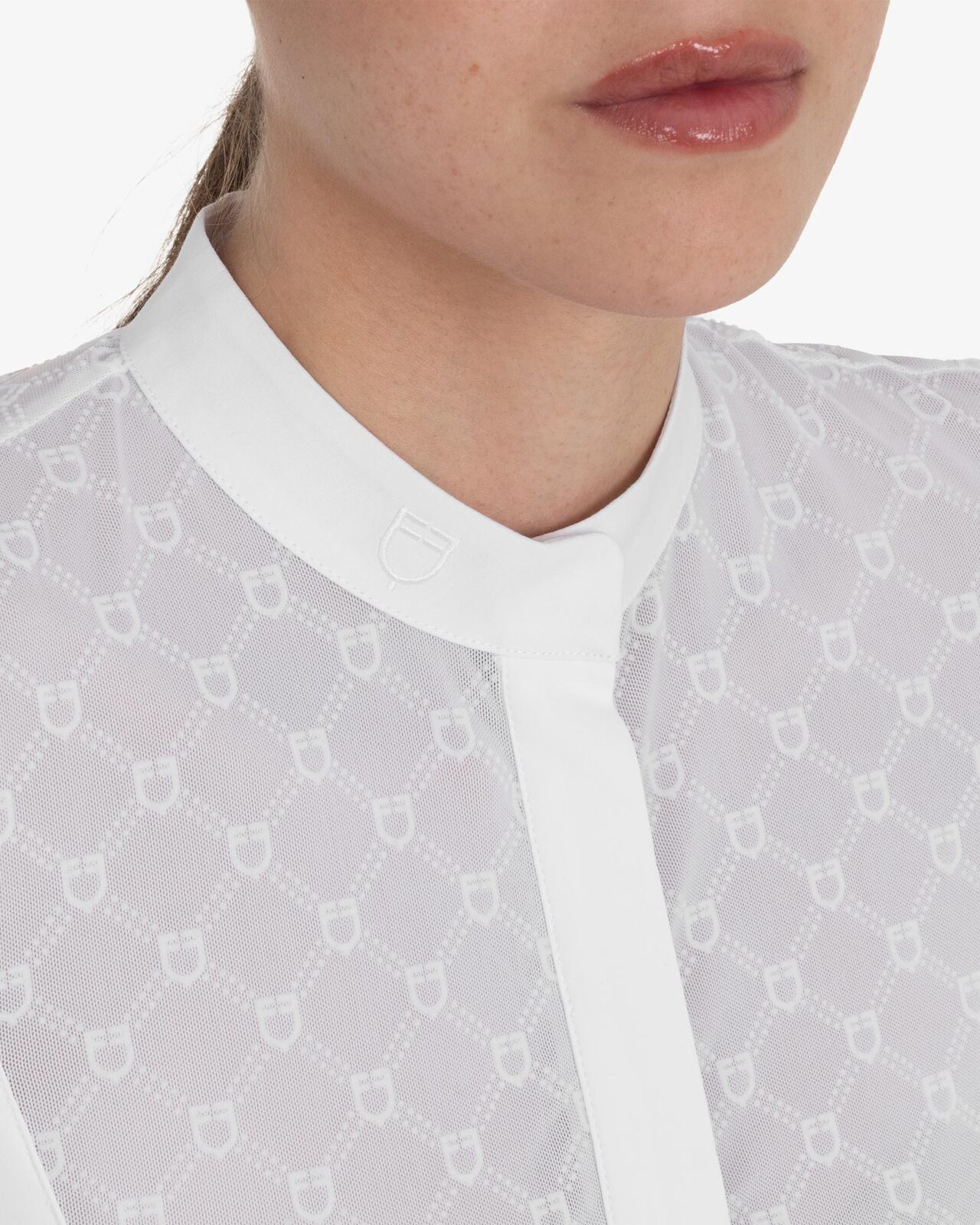 Women's competition polo shirt with tulle inserts