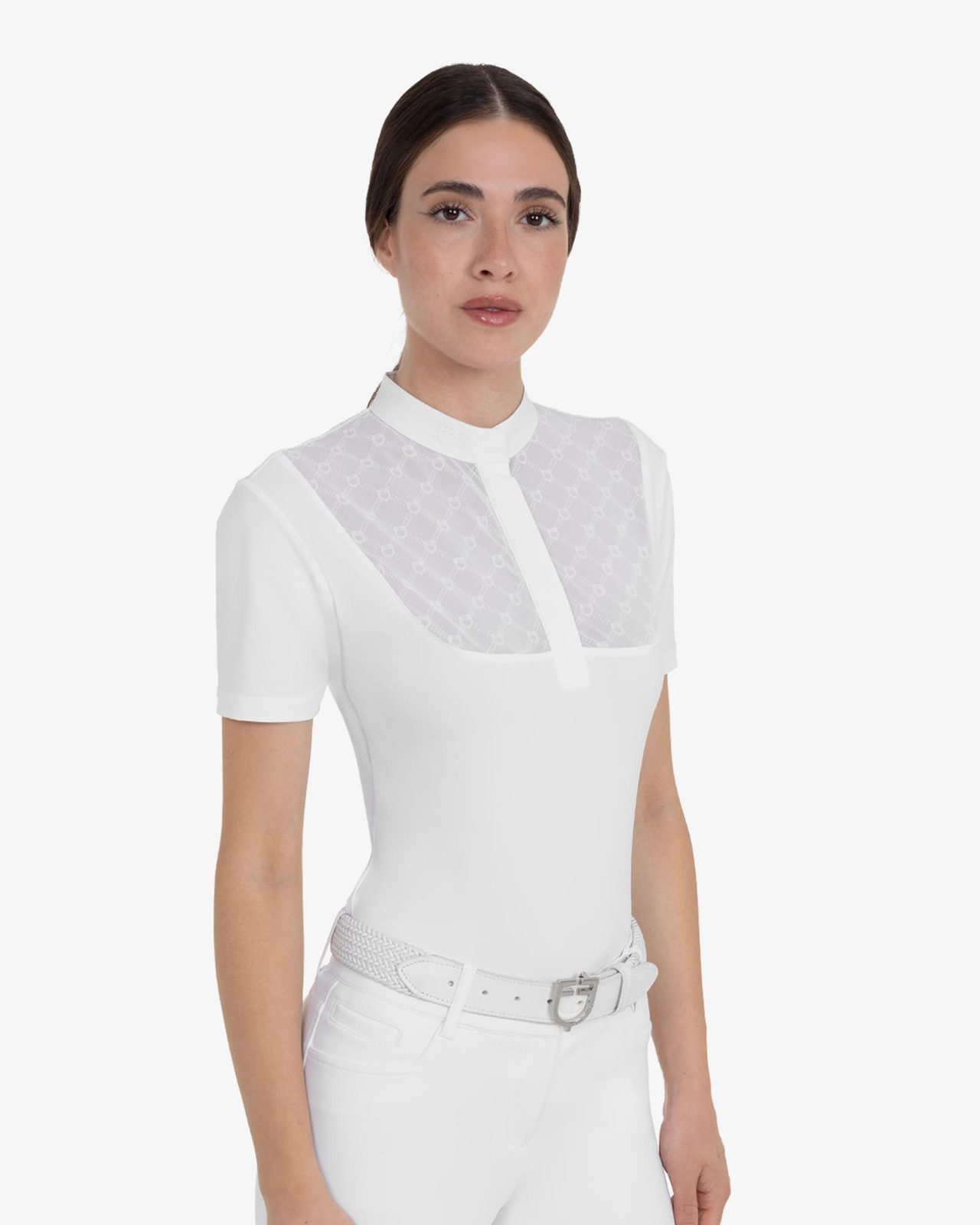 Women's competition polo shirt with tulle inserts