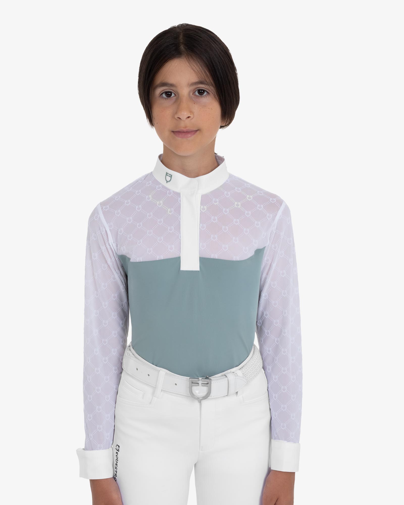 Polo da concorso bambina manica lunga con tulle