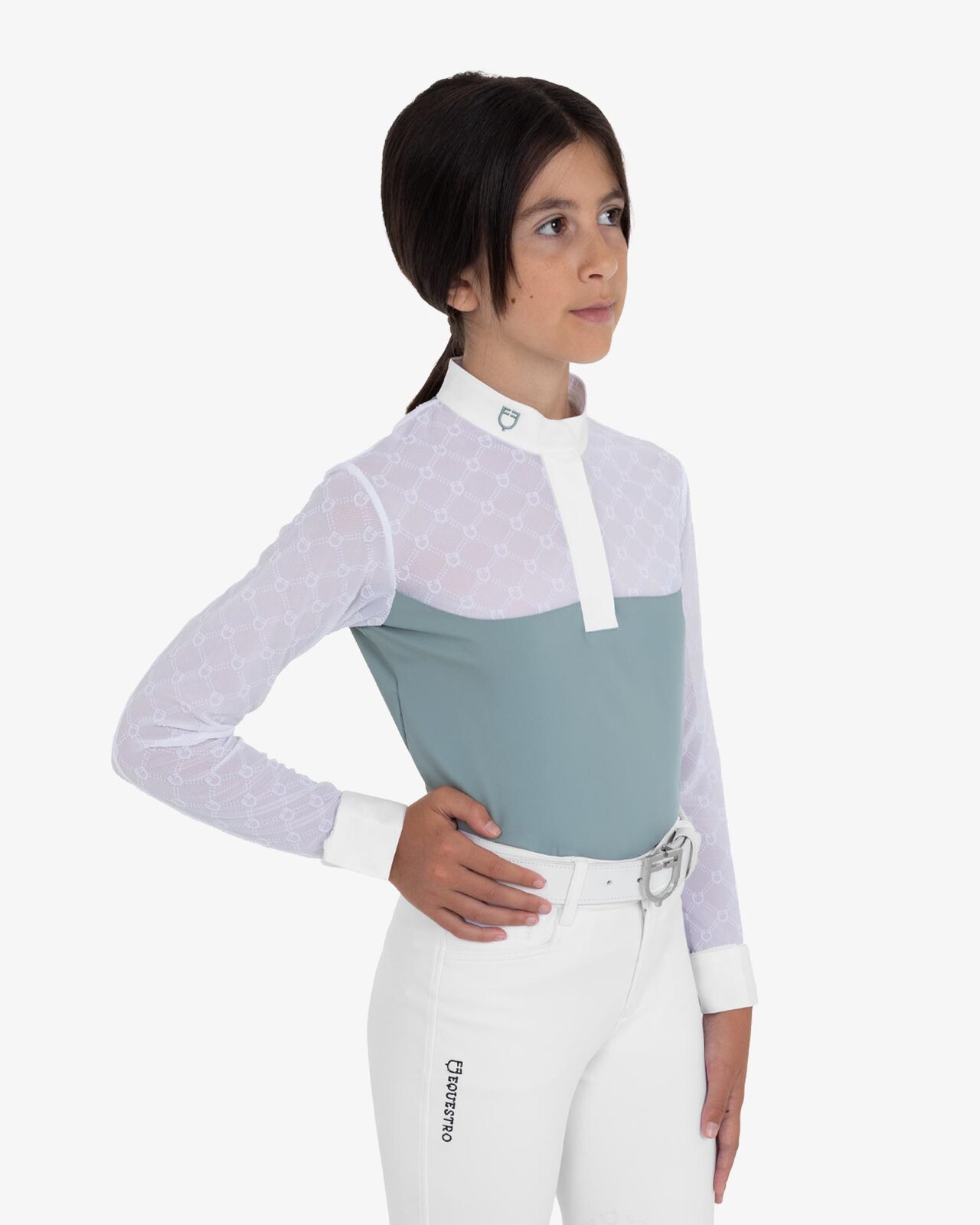 Polo da concorso bambina manica lunga con tulle