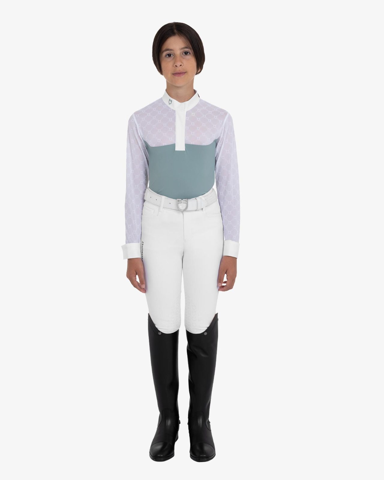 Polo da concorso bambina manica lunga con tulle