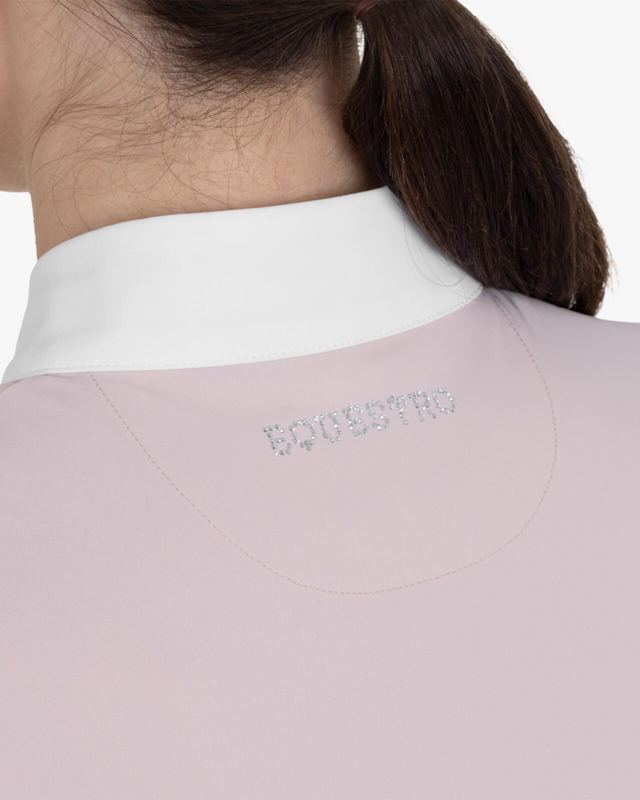 Women's short-sleeved competition polo shirt with rhinestones