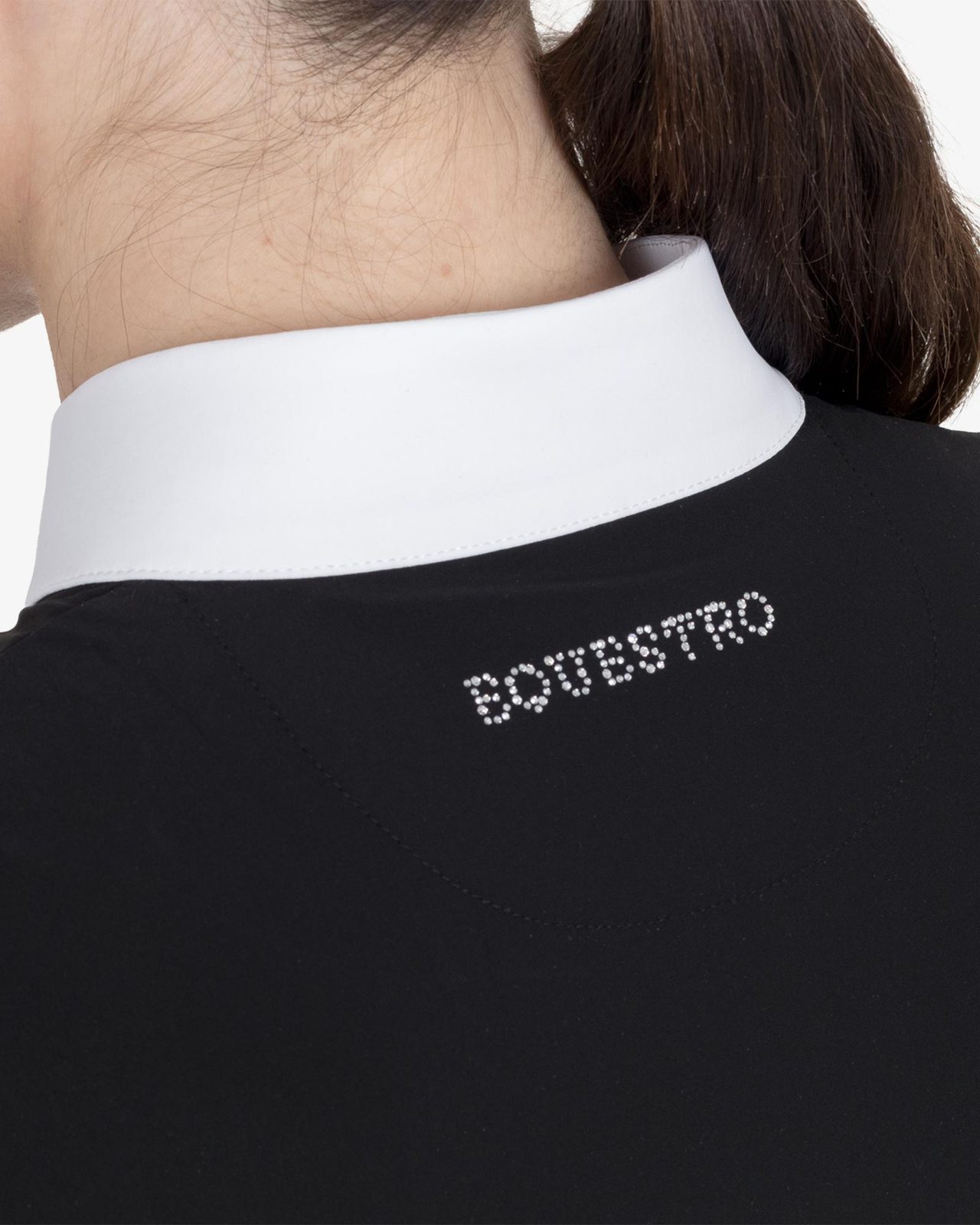 Women's short-sleeved competition polo shirt with rhinestones