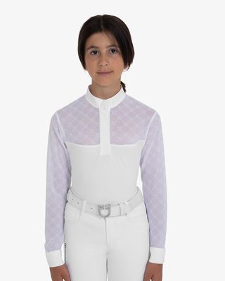 Girls' long-sleeved competition polo shirt with tulle