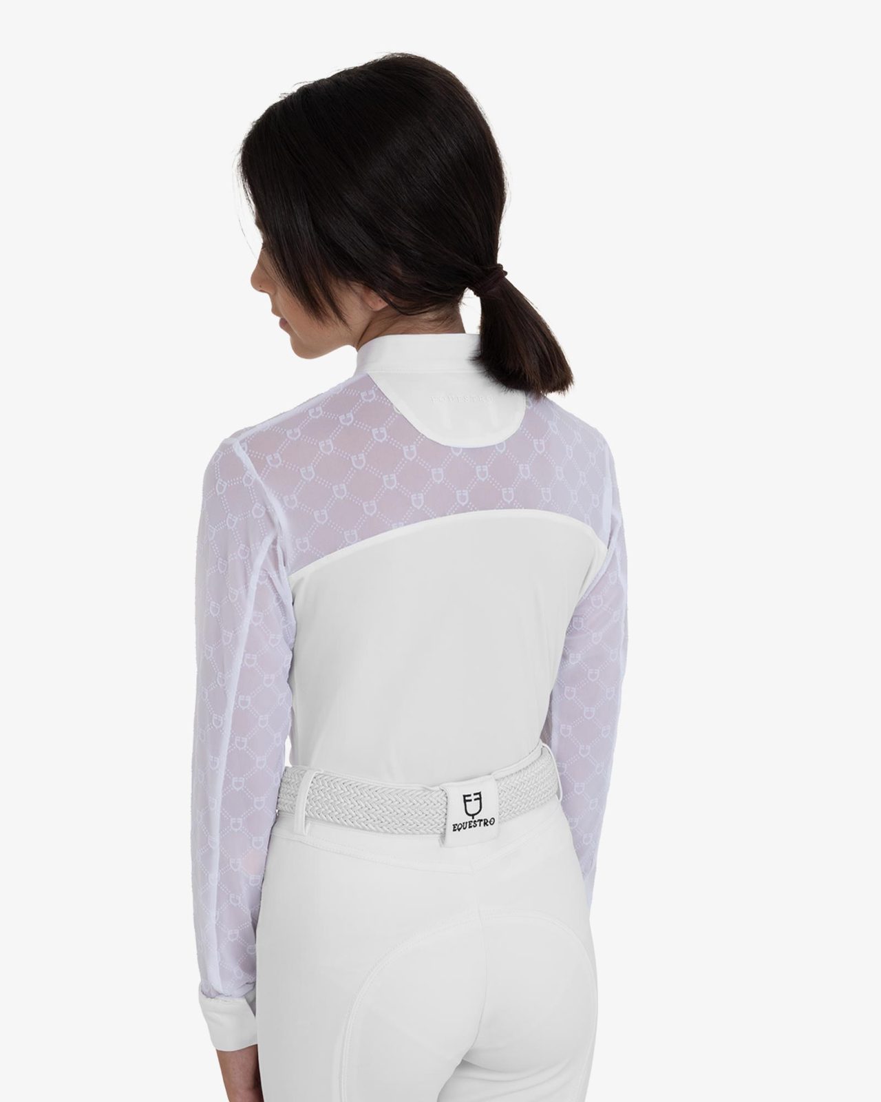 Girls' long-sleeved competition polo shirt with tulle