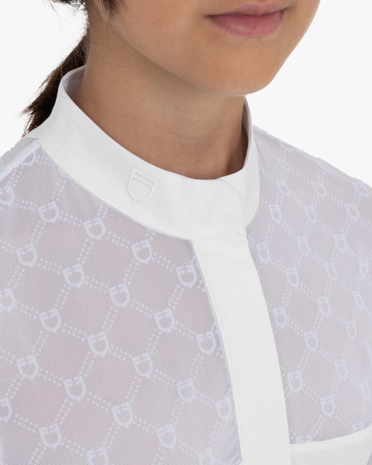 Girls' long-sleeved competition polo shirt with tulle