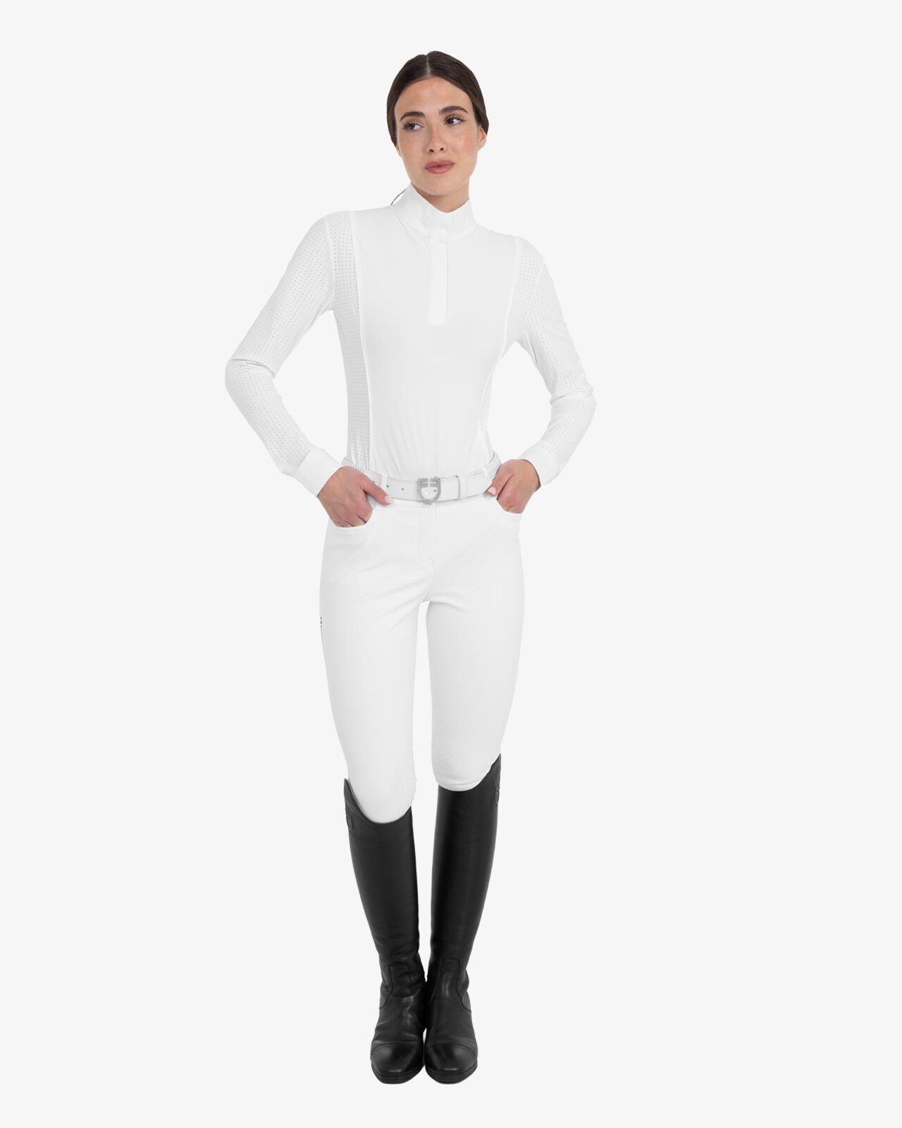 Women’s perforated long-sleeved competition polo shirt