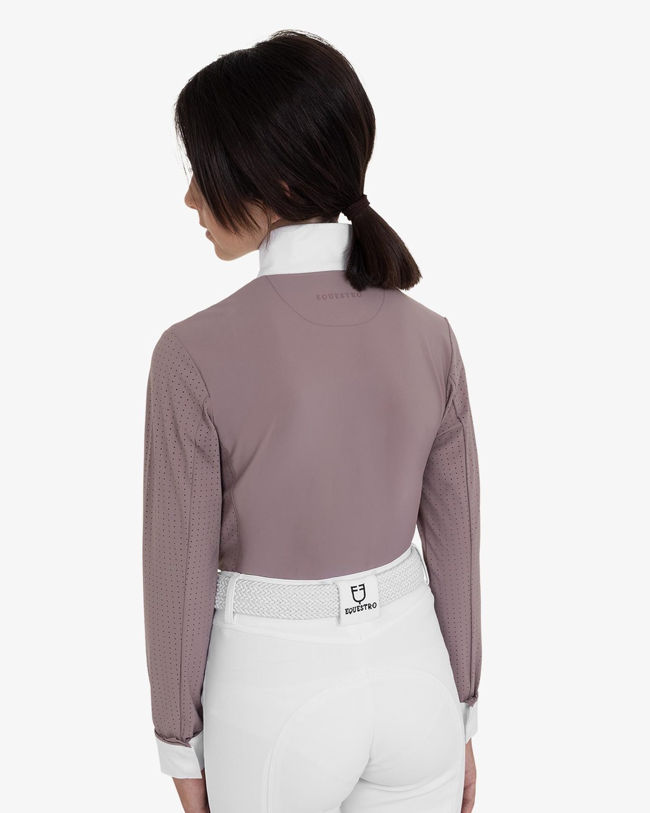 Girls' competition polo shirt with perforated inserts