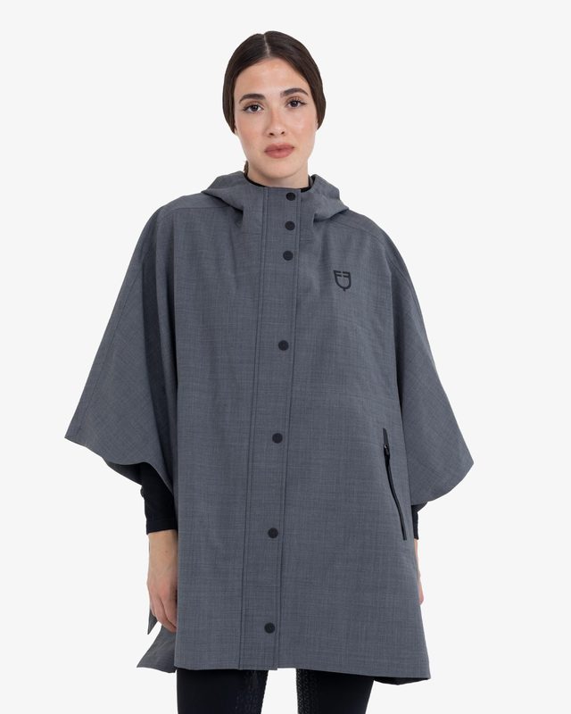 Women's rain-resistant cape in wool blend