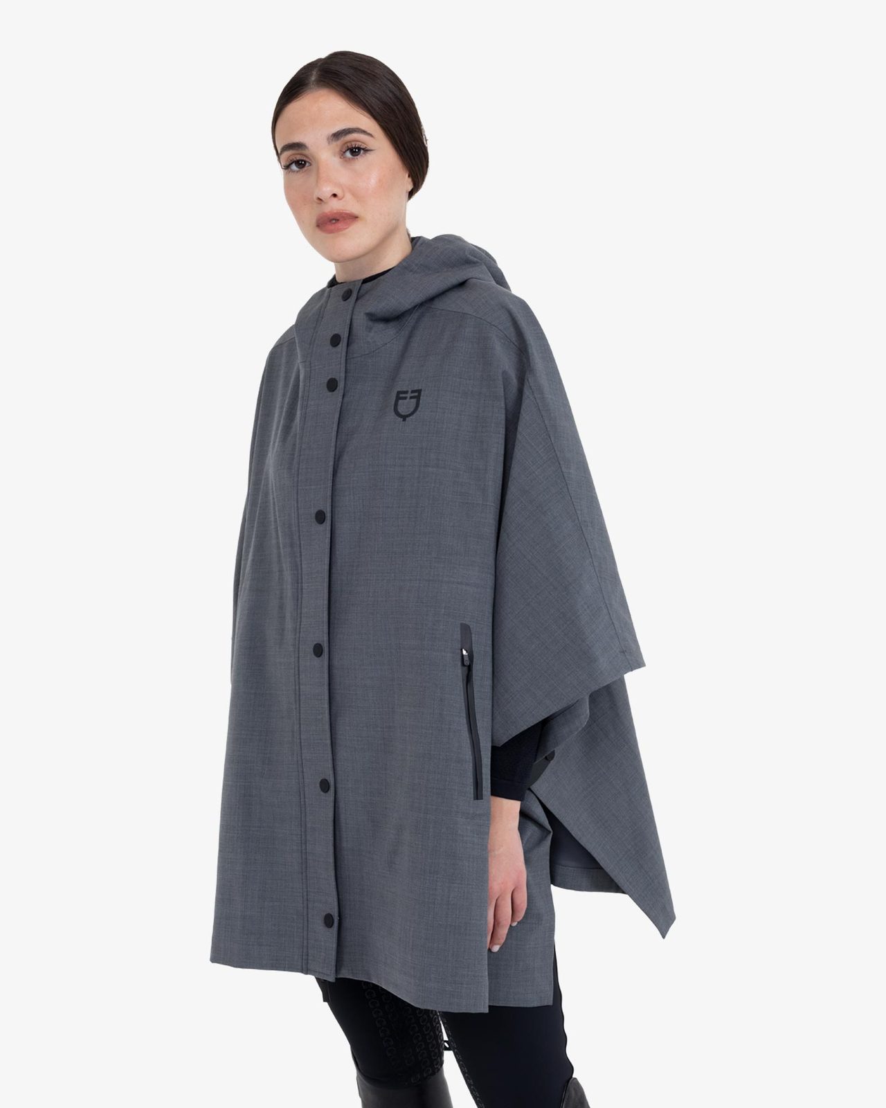 Women's rain-resistant cape in wool blend