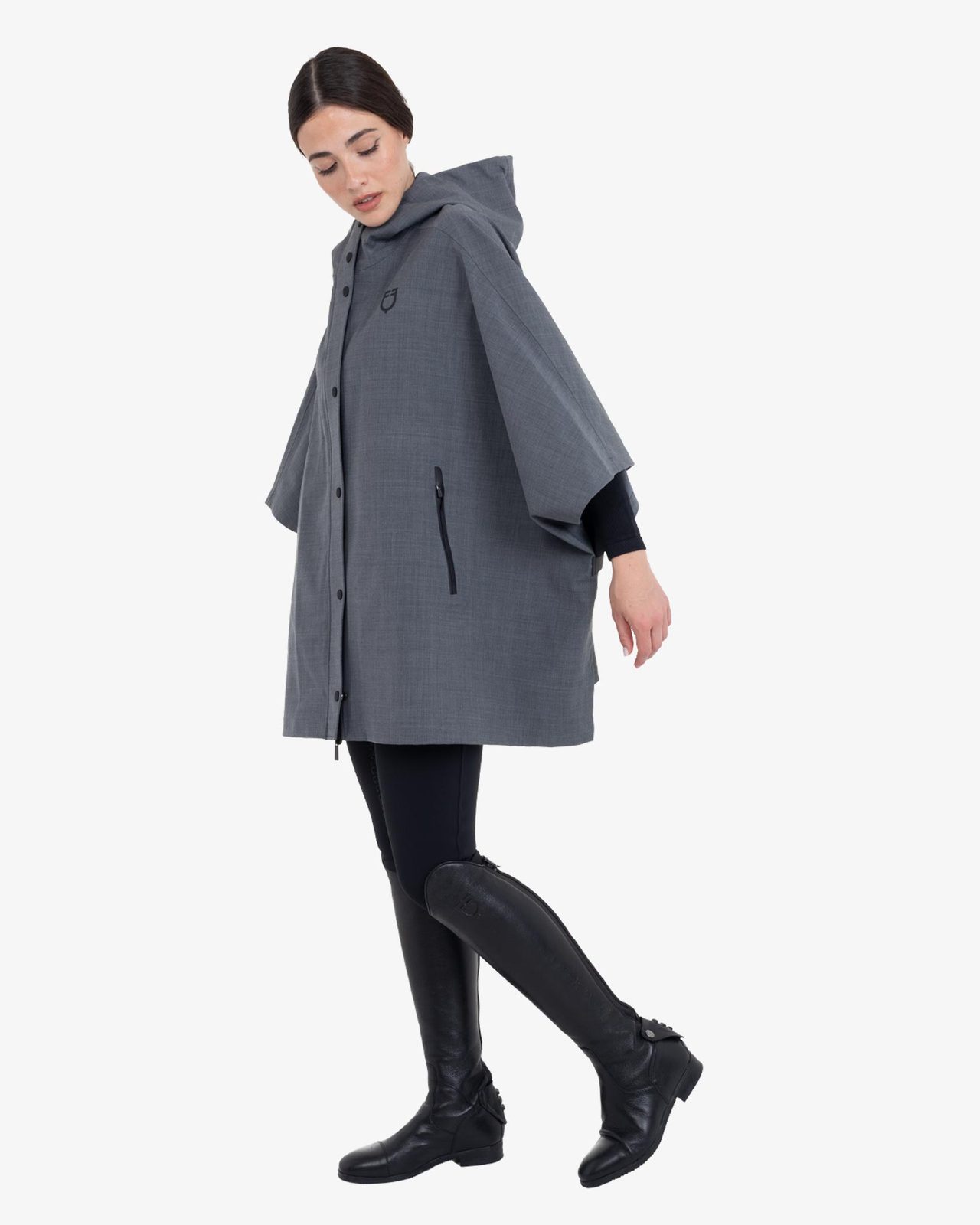 Women's rain-resistant cape in wool blend