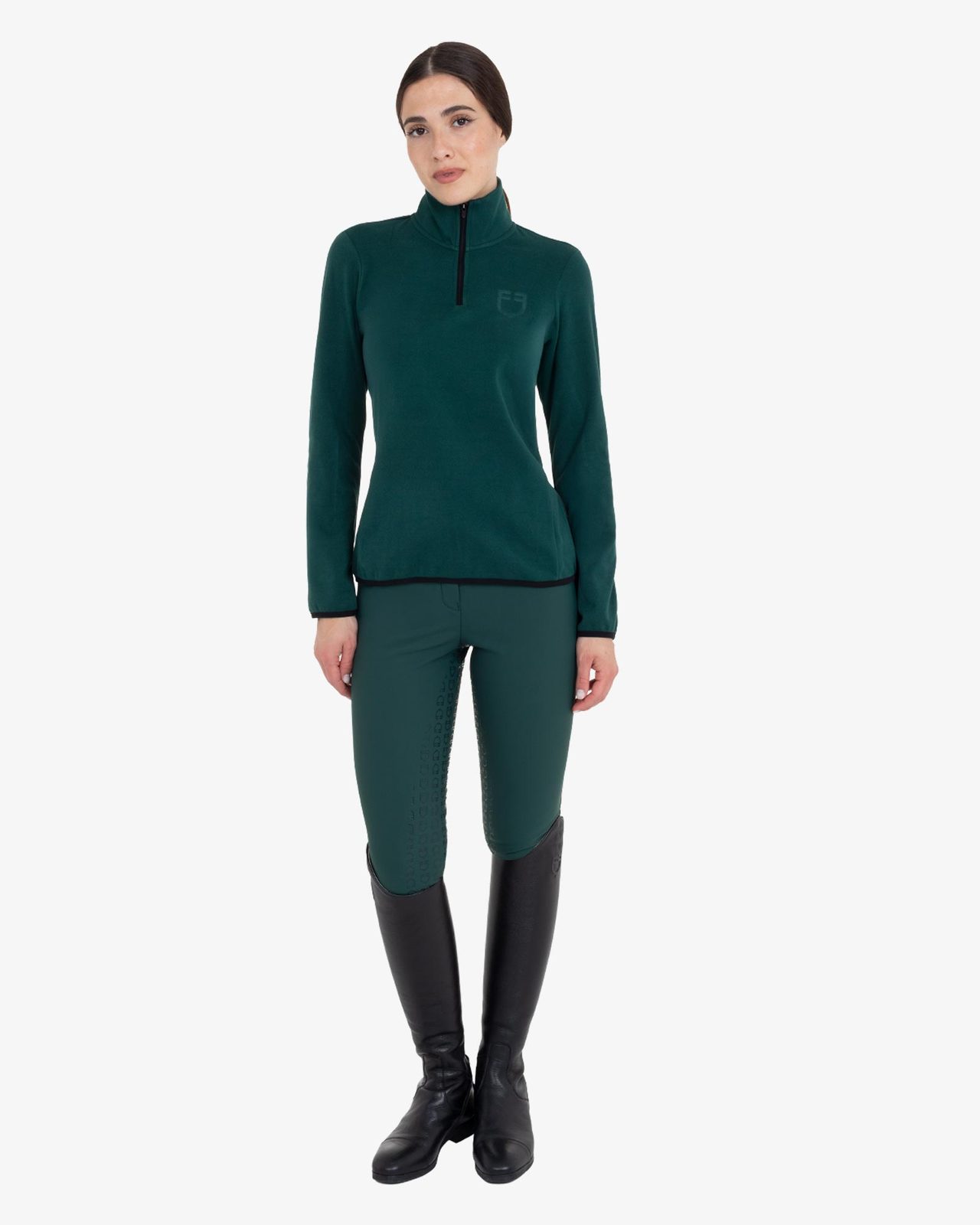 Women’s high-neck fleece sweatshirt with 3/4 zip
