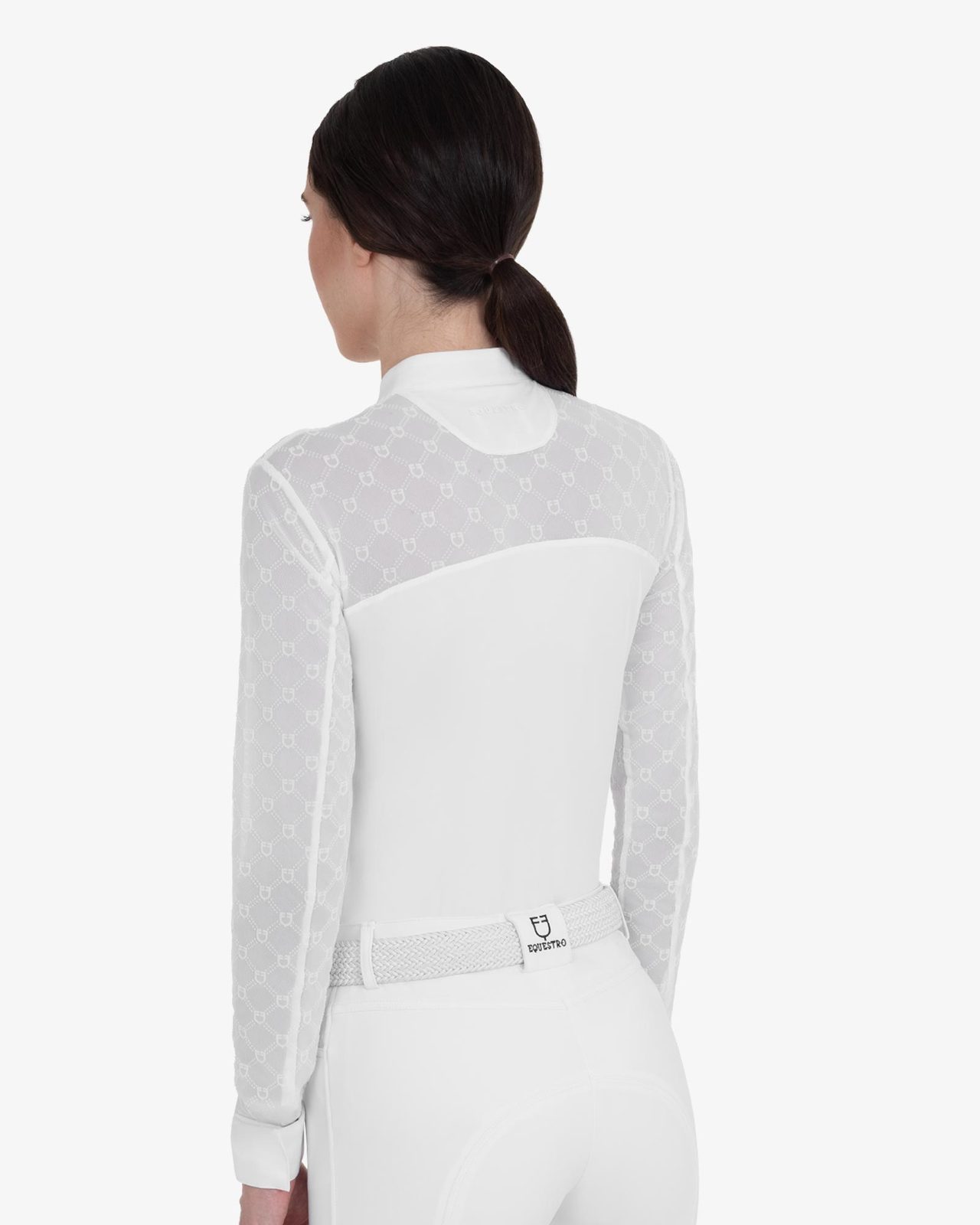 Women's long-sleeved competition polo shirt with tulle inserts