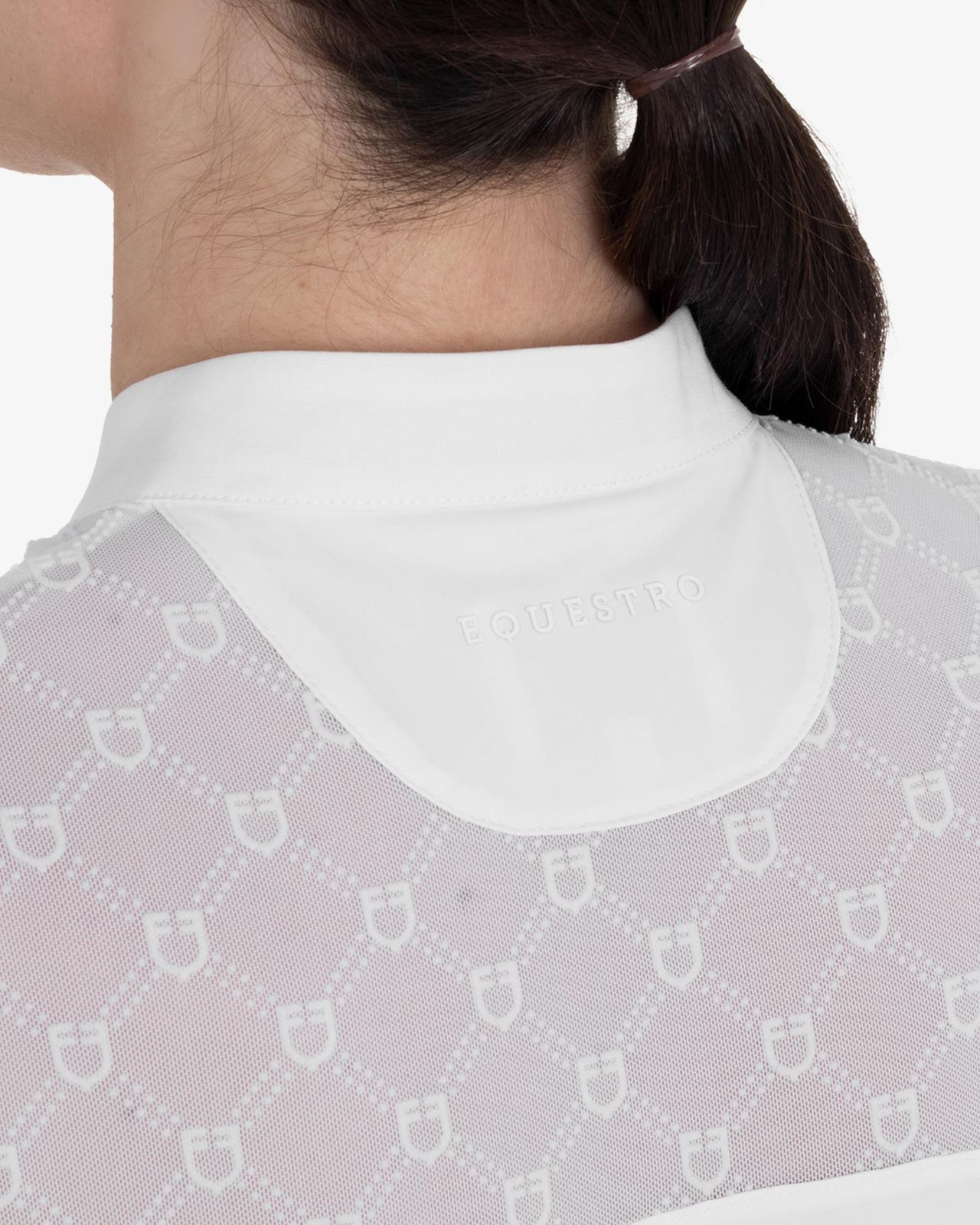 Women's long-sleeved competition polo shirt with tulle inserts