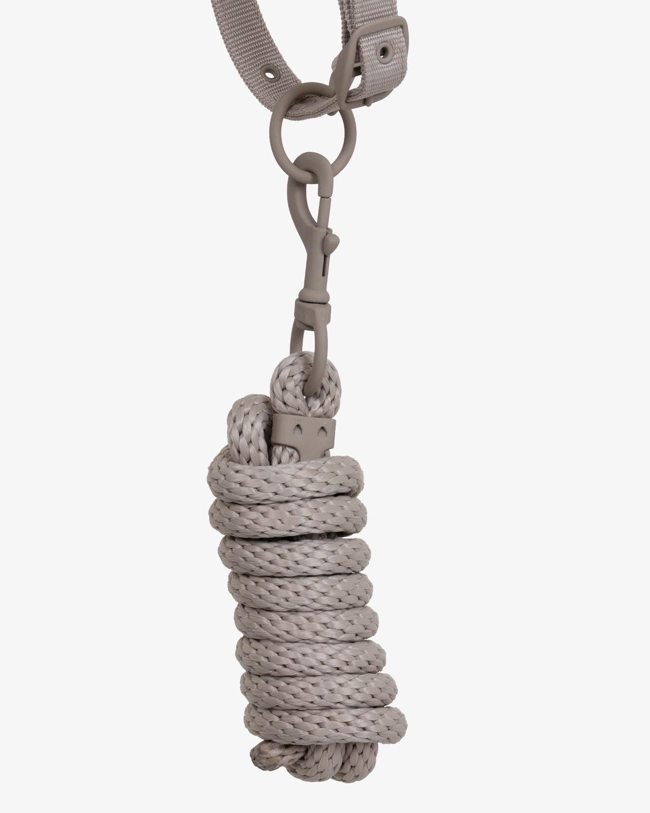Technical halter with double adjustment and rubber-coated buckles
