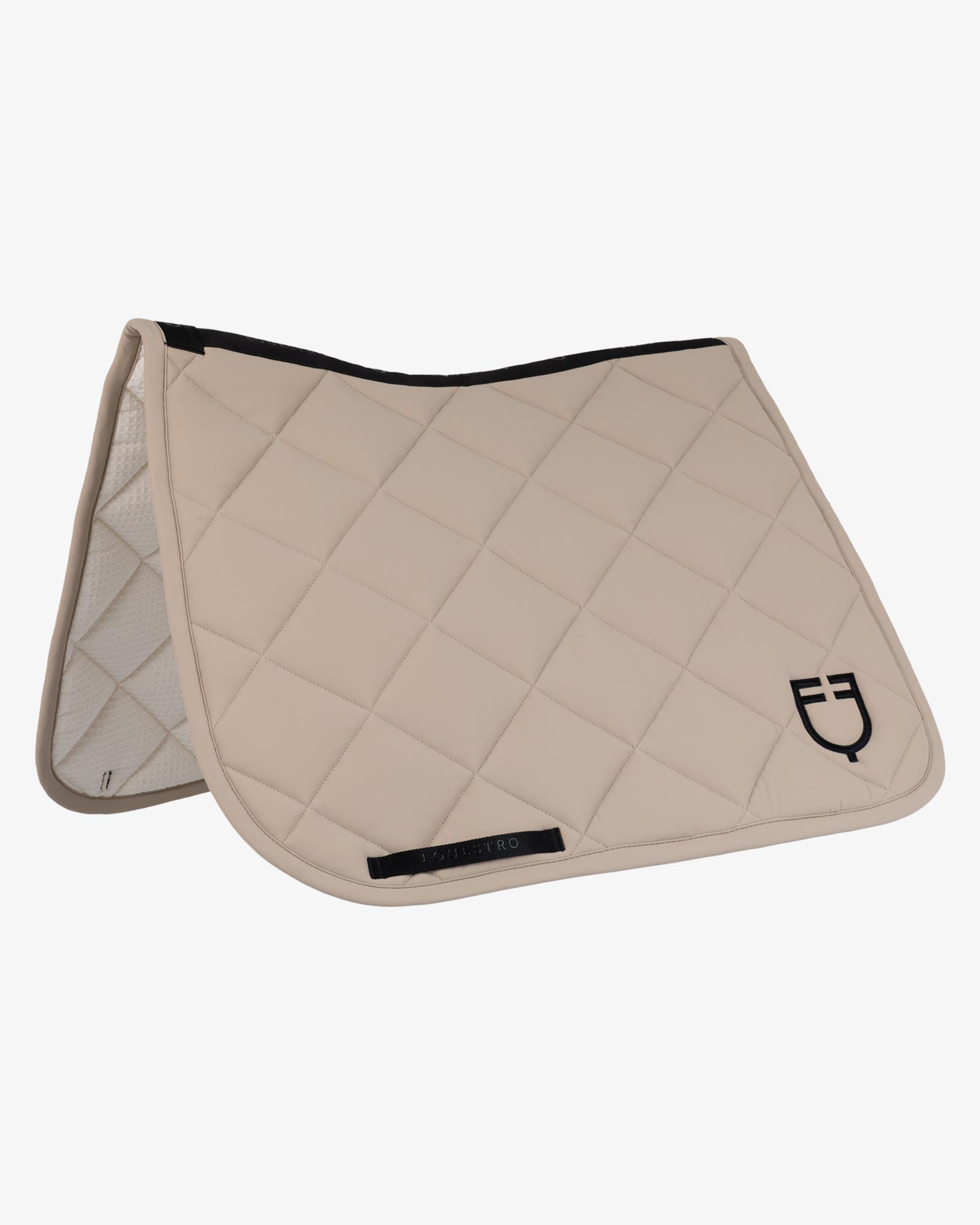 Dressage saddle pad with diamond quilting and embroidered logo