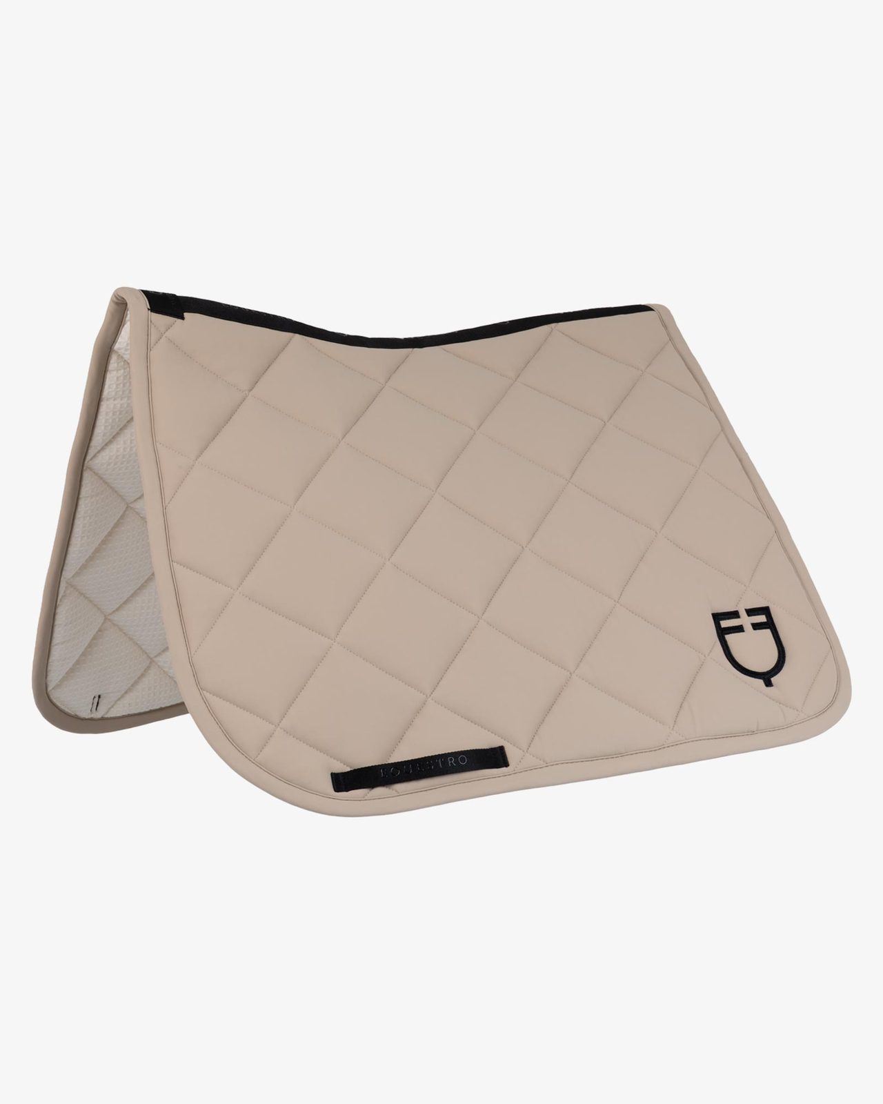 Dressage saddle pad with diamond quilting and embroidered logo