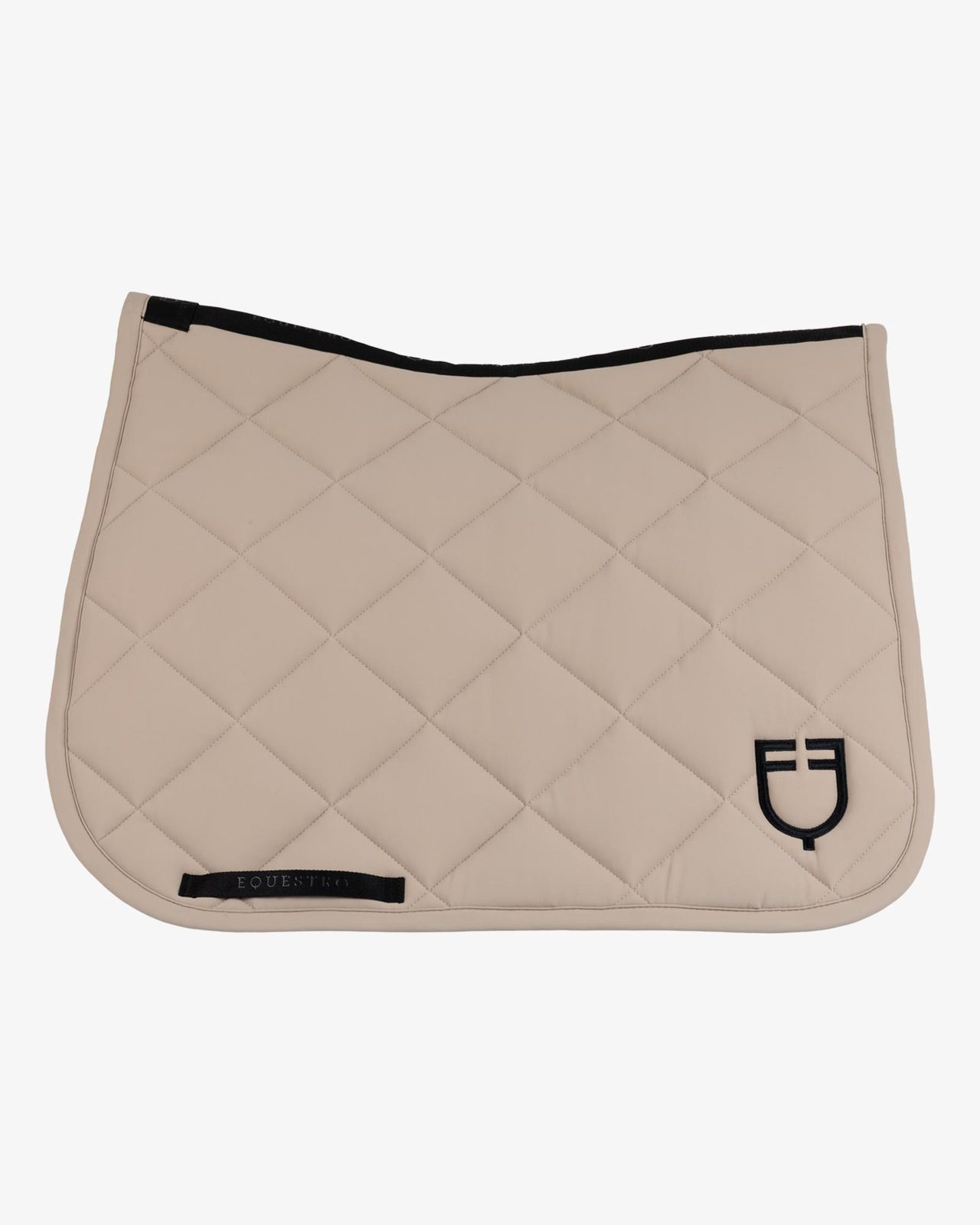 Dressage saddle pad with diamond quilting and embroidered logo