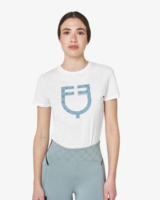 Women's T-shirt with velvet-effect monogram logo