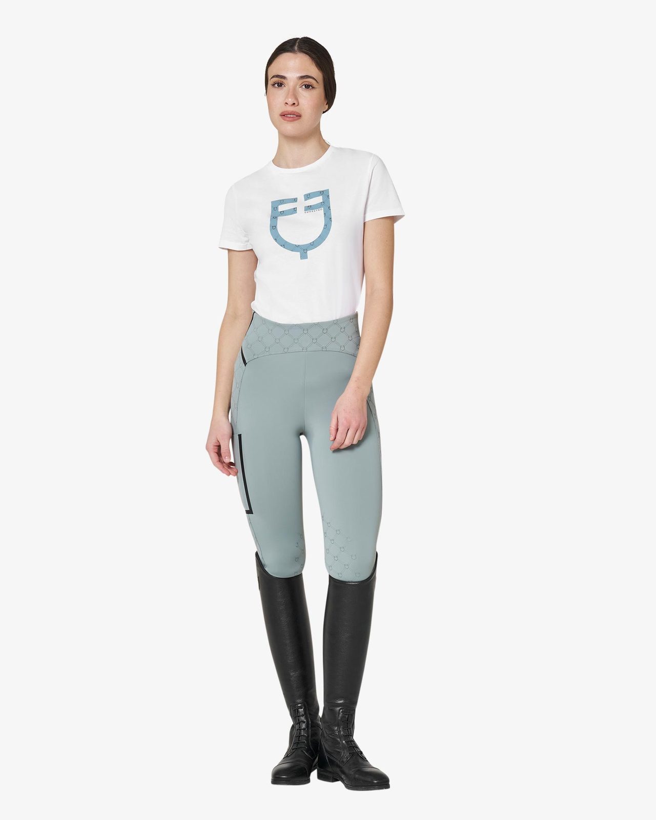 Women's T-shirt with velvet-effect monogram logo