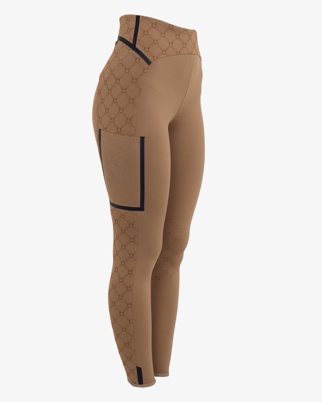 Women's high-waisted leggings in technical monogram fabric