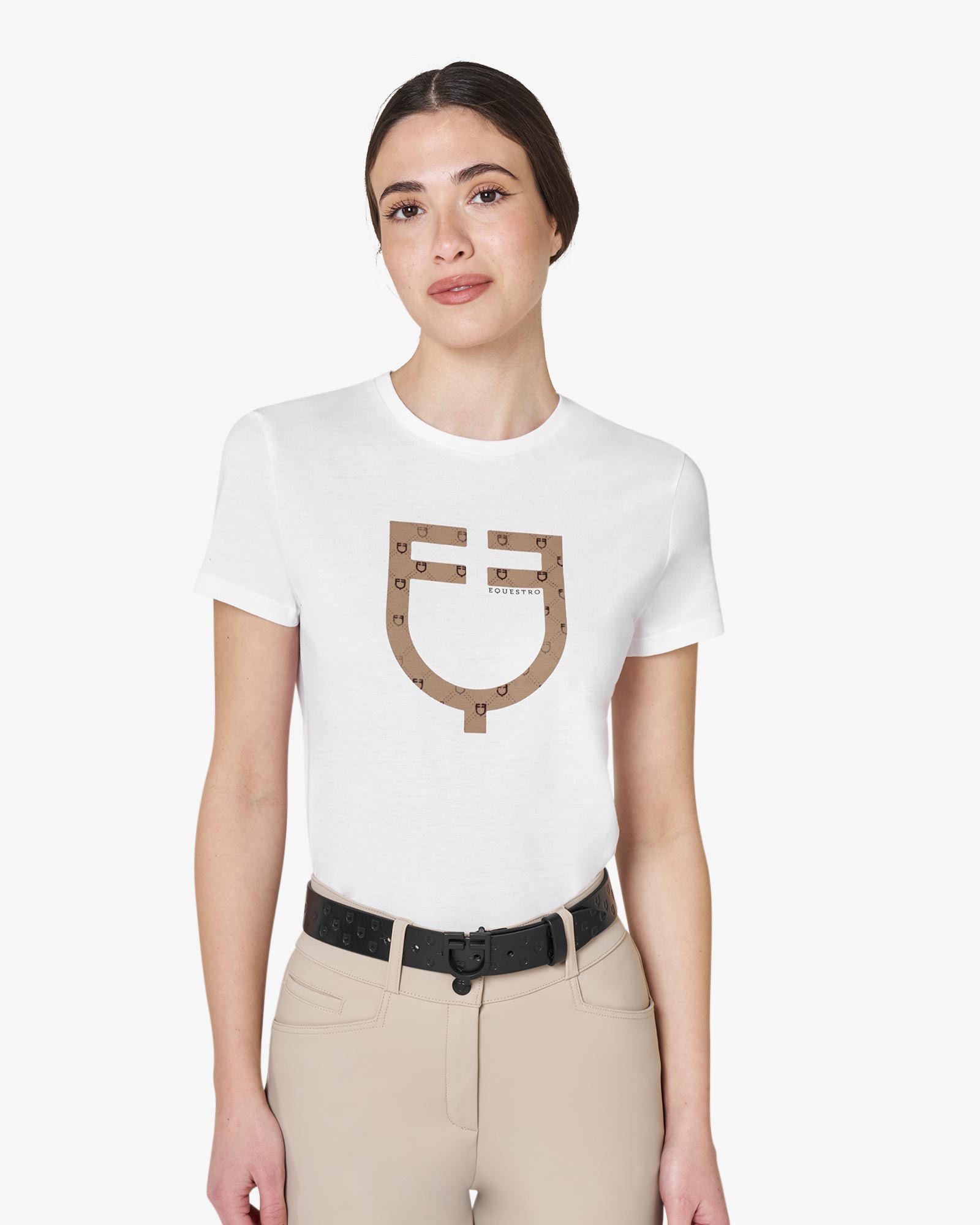 Women's T-shirt with velvet-effect monogram logo