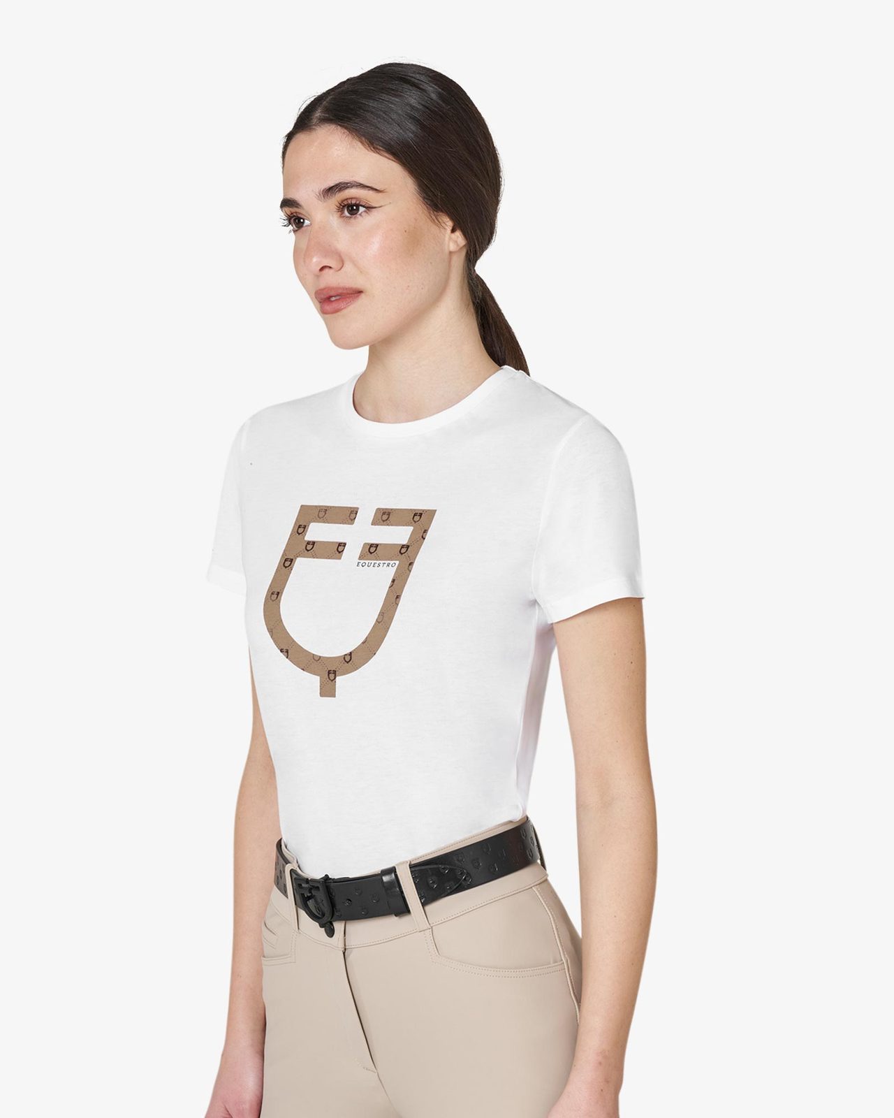 Women's T-shirt with velvet-effect monogram logo