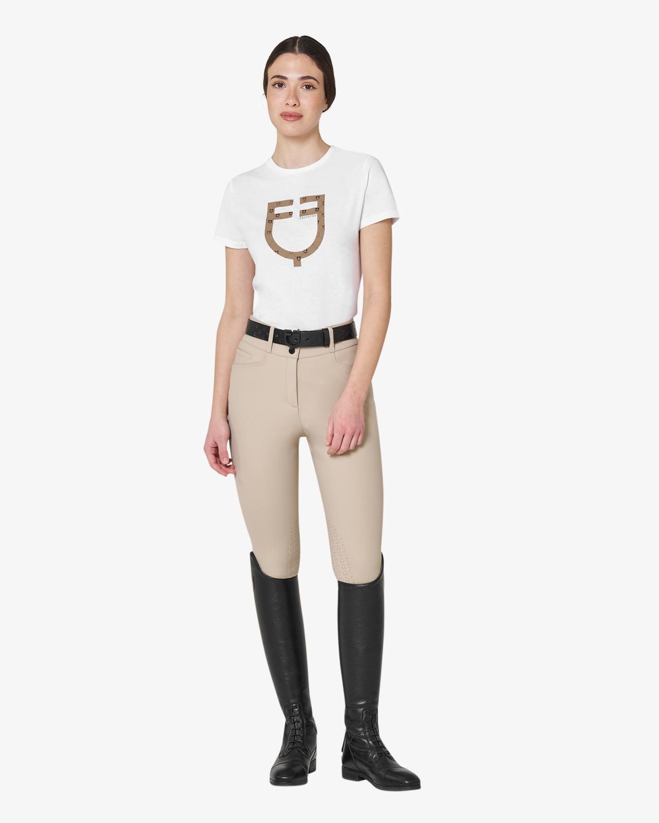 Women's T-shirt with velvet-effect monogram logo