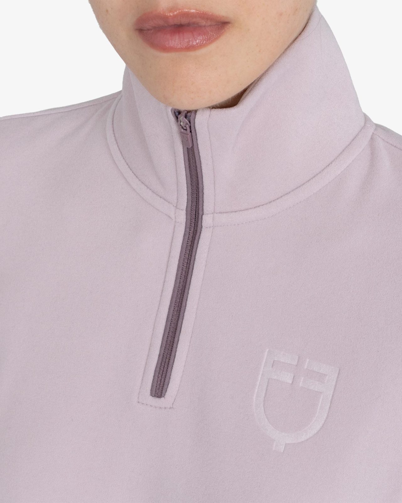 Women’s high-neck fleece sweatshirt with 3/4 zip