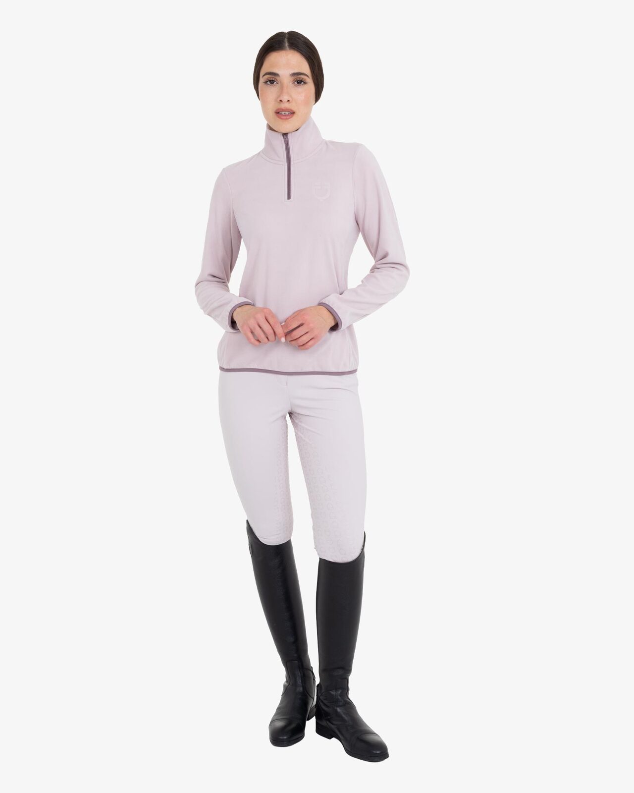 Women’s high-neck fleece sweatshirt with 3/4 zip