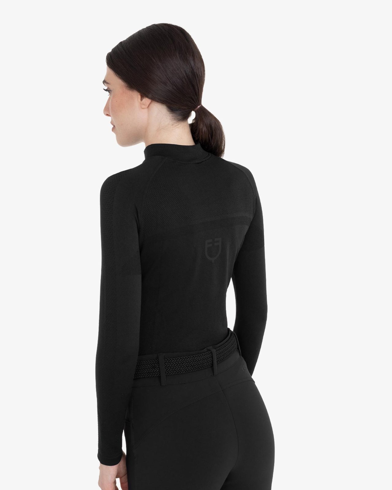 Women's training polo shirt in technical knit with zipper
