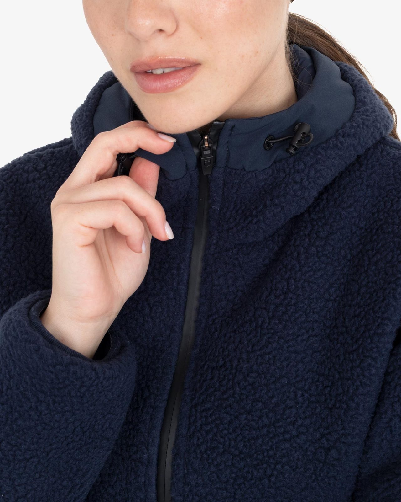 Women's down jacket with teddy inserts