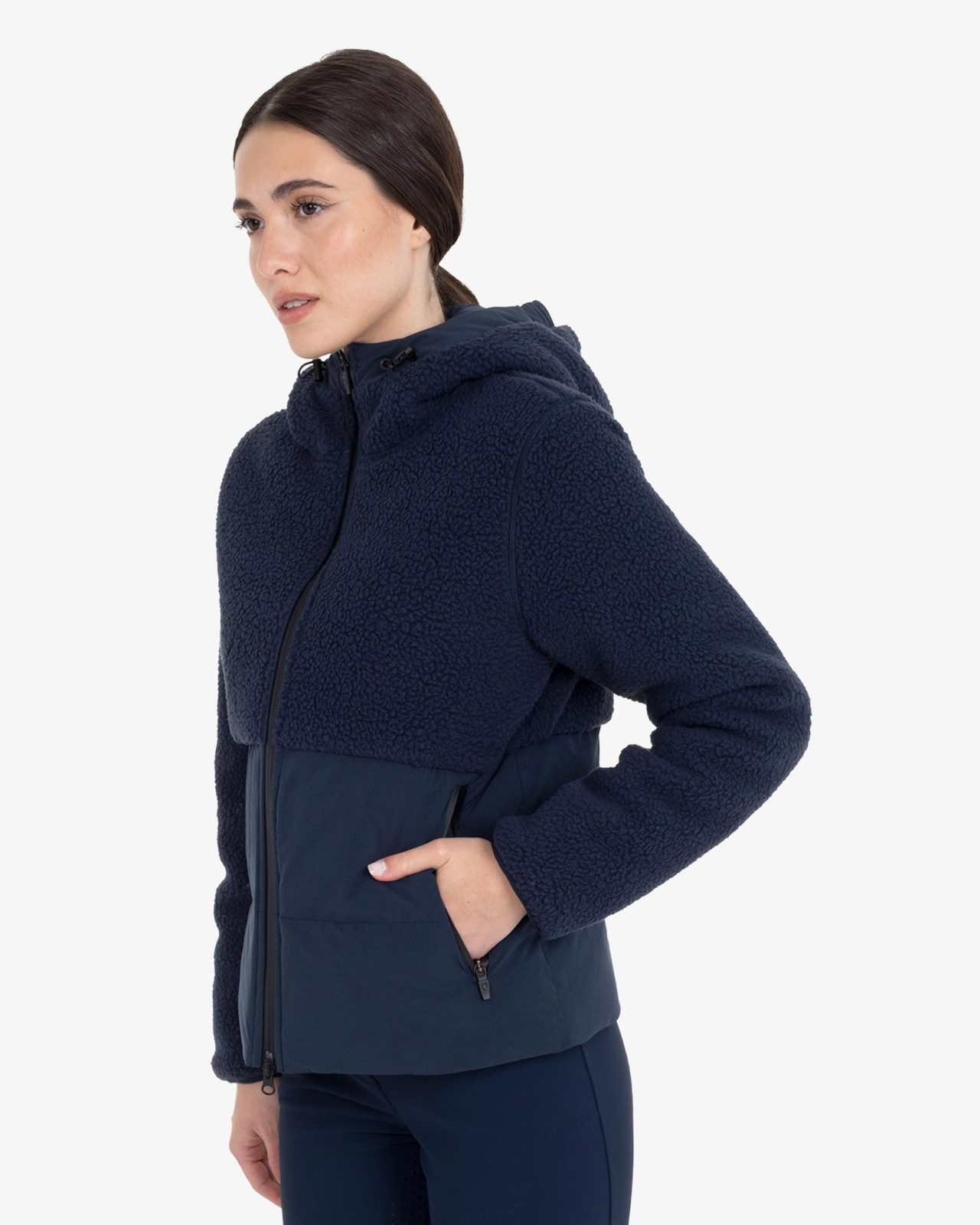 Women's down jacket with teddy inserts