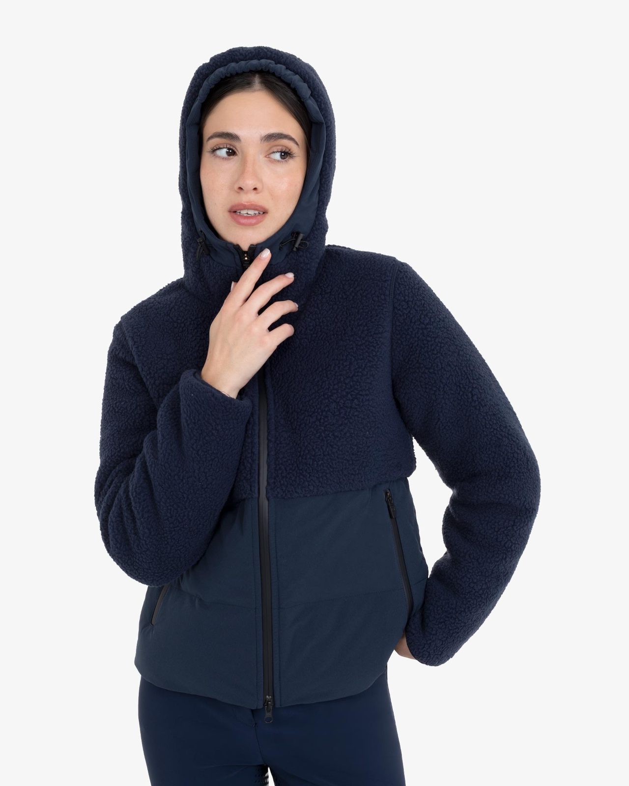 Women's down jacket with teddy inserts