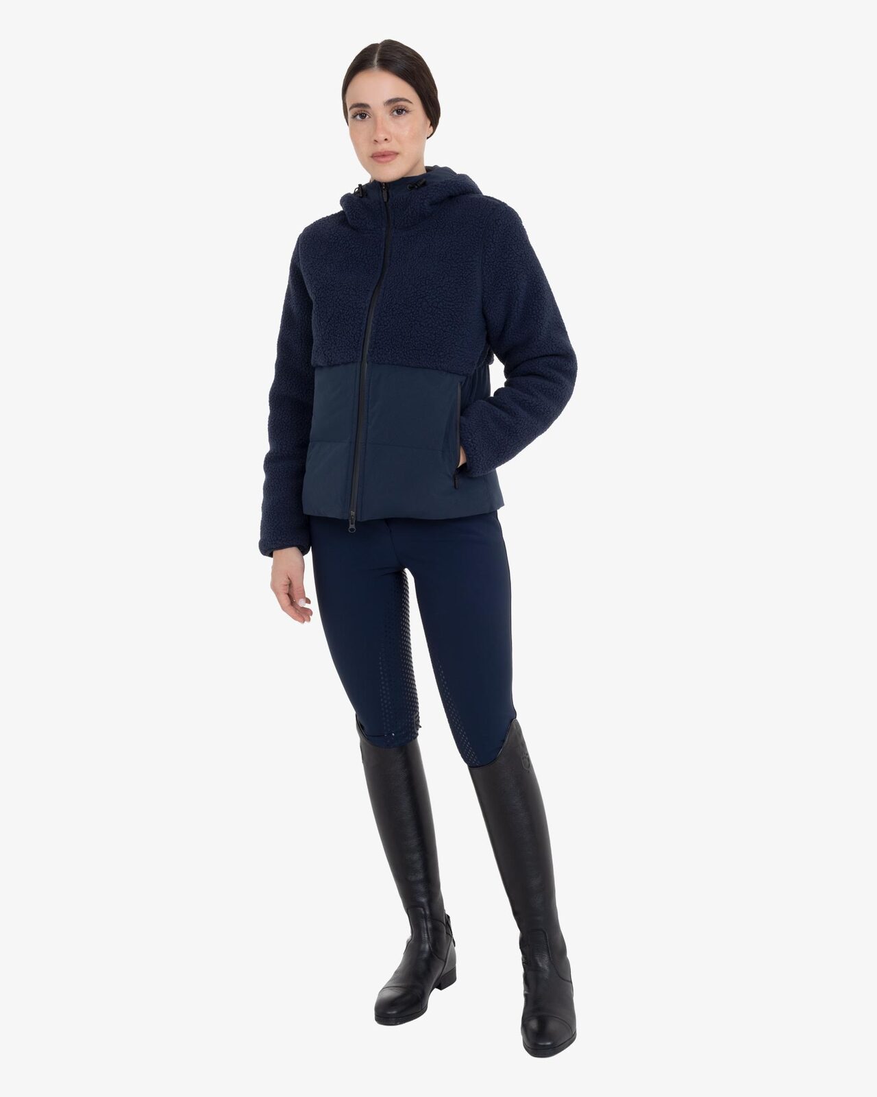 Women's down jacket with teddy inserts