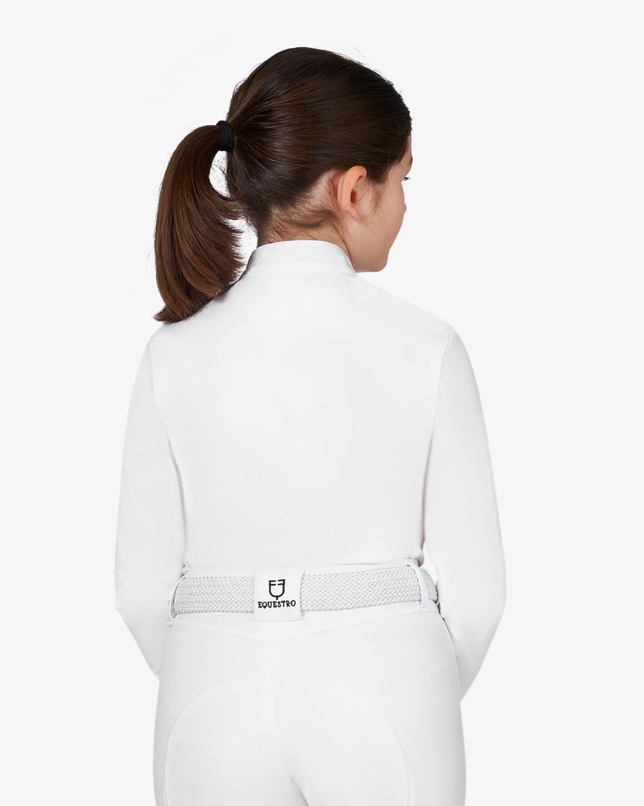 Girls' competition polo shirt with micromesh inserts