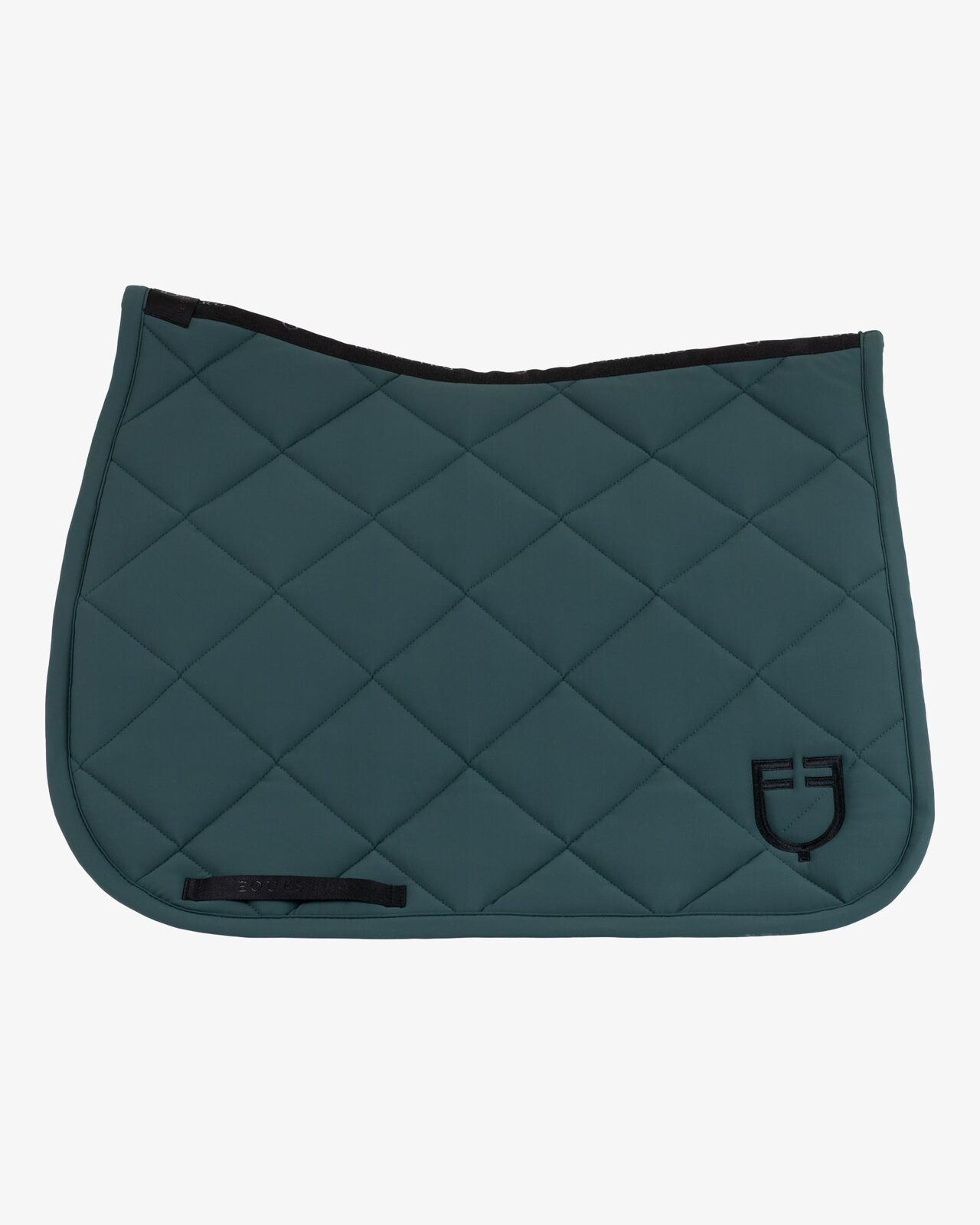 Dressage saddle pad with diamond quilting and embroidered logo