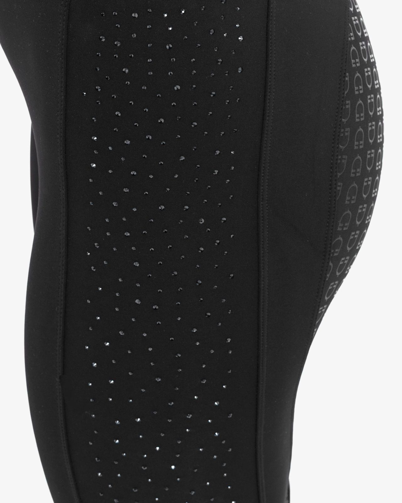 Women's high-waisted leggings with belt loops and rhinestones