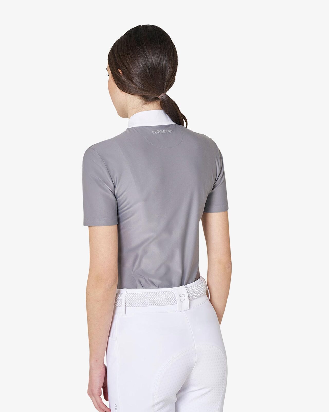 Women's short-sleeved competition polo shirt with rhinestones