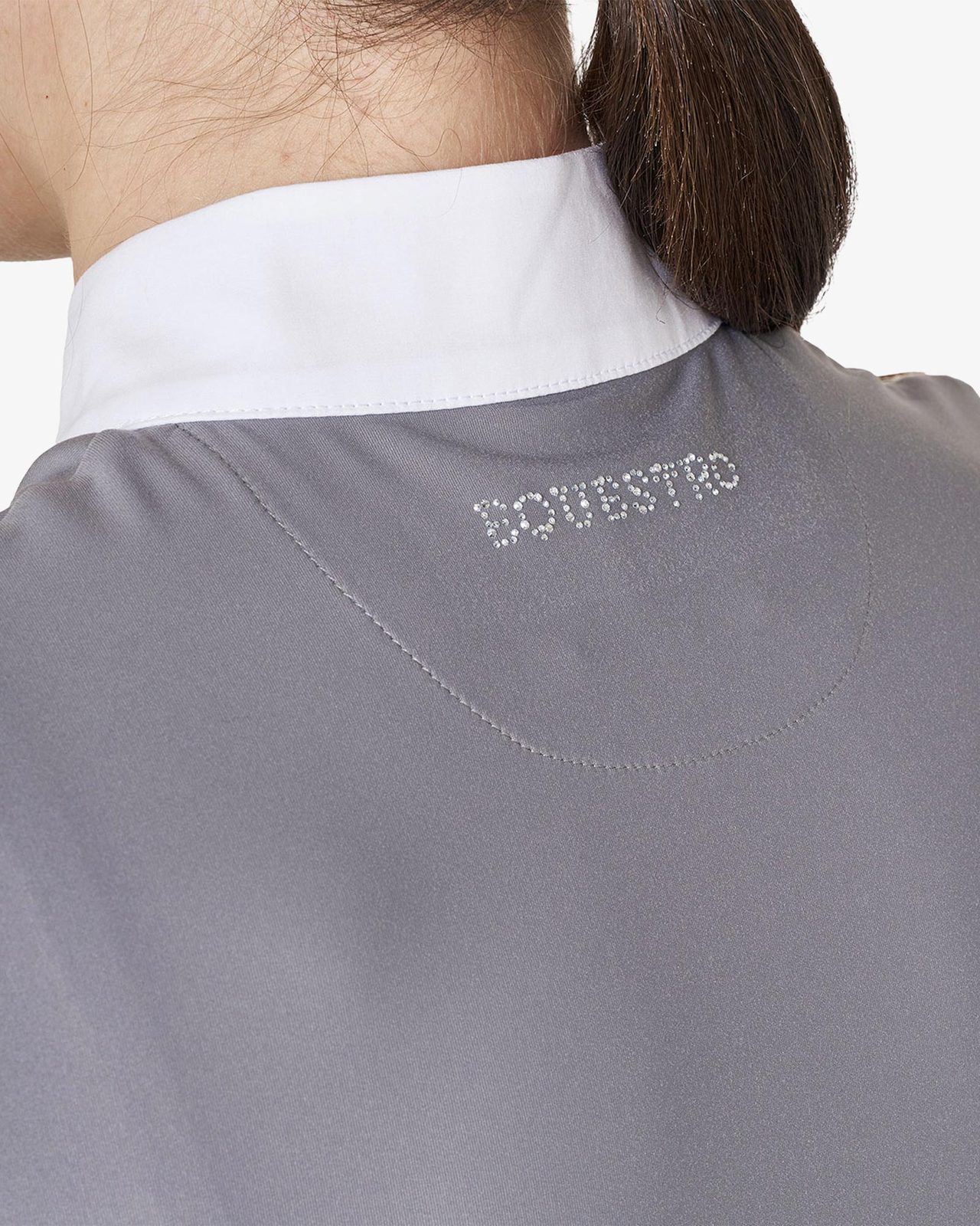 Women's short-sleeved competition polo shirt with rhinestones