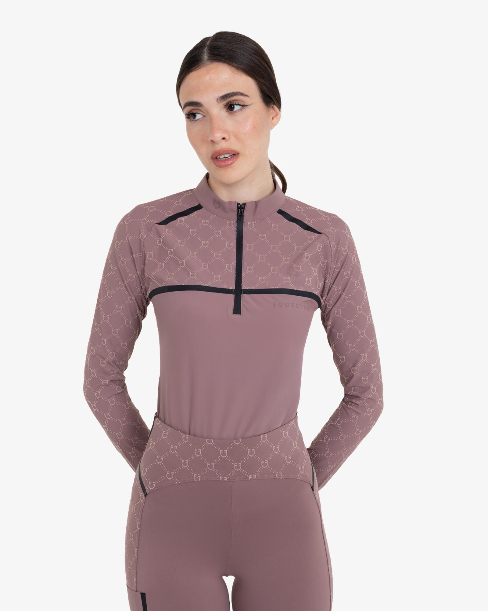 Women’s long-sleeved monogram print training polo shirt