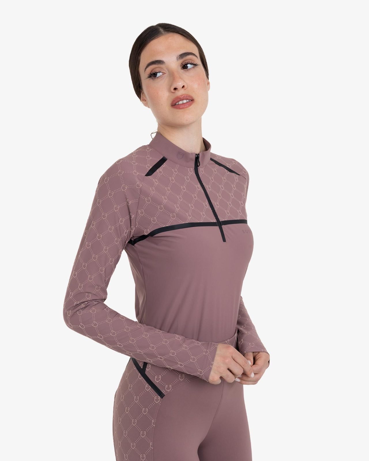 Women’s long-sleeved monogram print training polo shirt