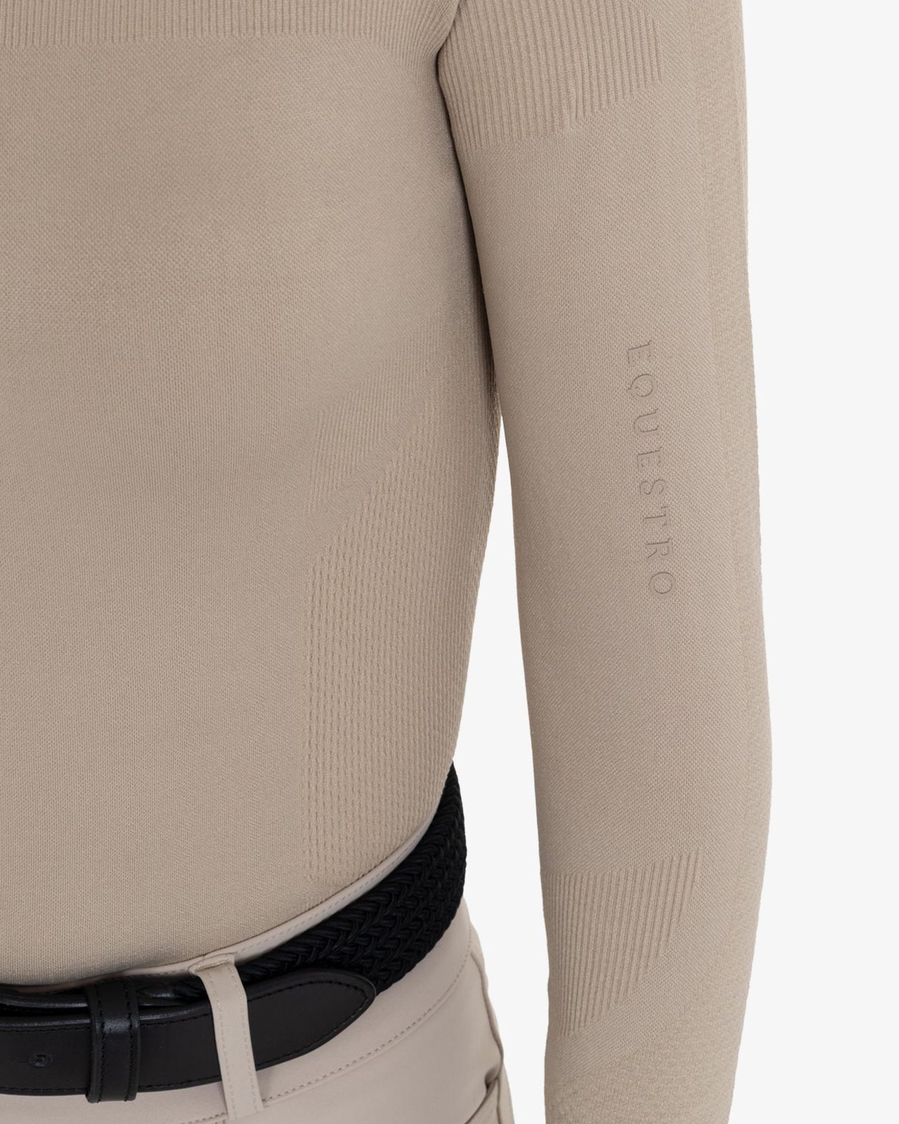 Women's training polo shirt in technical knit with zipper